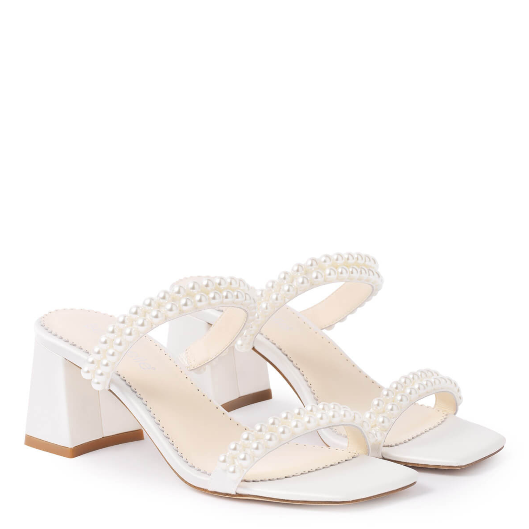 Buy Wynn - Slip-on Block Heel Pearl Mules - Ivory online | The White Collection Australia