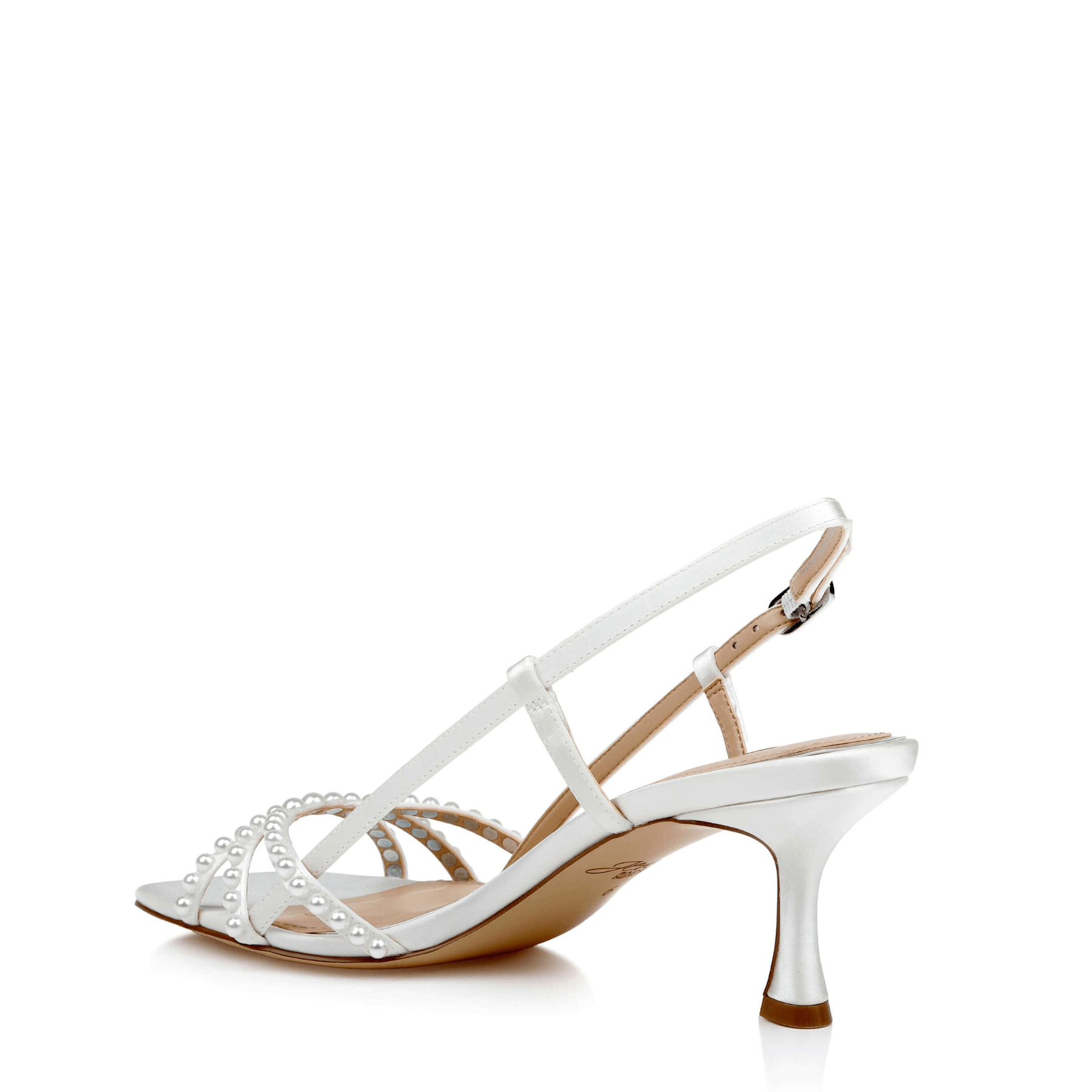 Buy Isabela - Open Toe Strappy Pearl Kitten Heel - Ivory online | The White Collection Australia