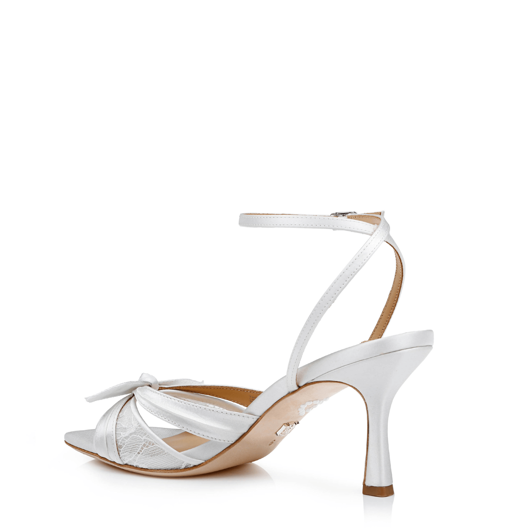 Buy Joselyn - Open Toe Lace Ankle Strap Stiletto Heels - Soft White online | The White Collection Australia