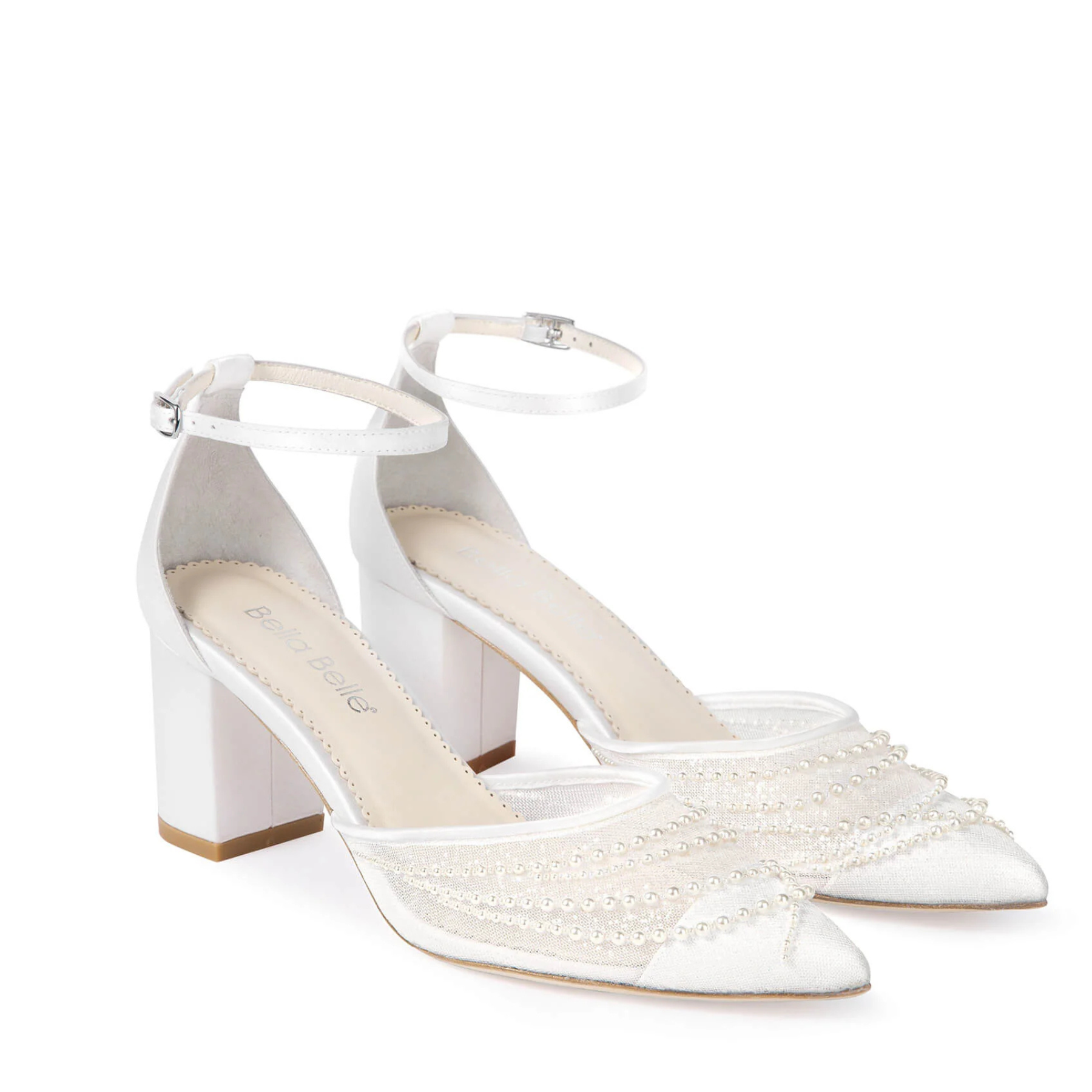 Perla - Pearl Block Heels - Ivory