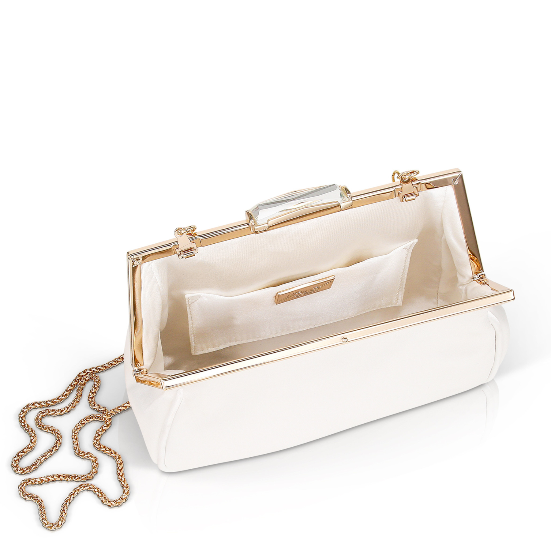 Skye - Framed Clutch with Crystal Clasp - Soft White