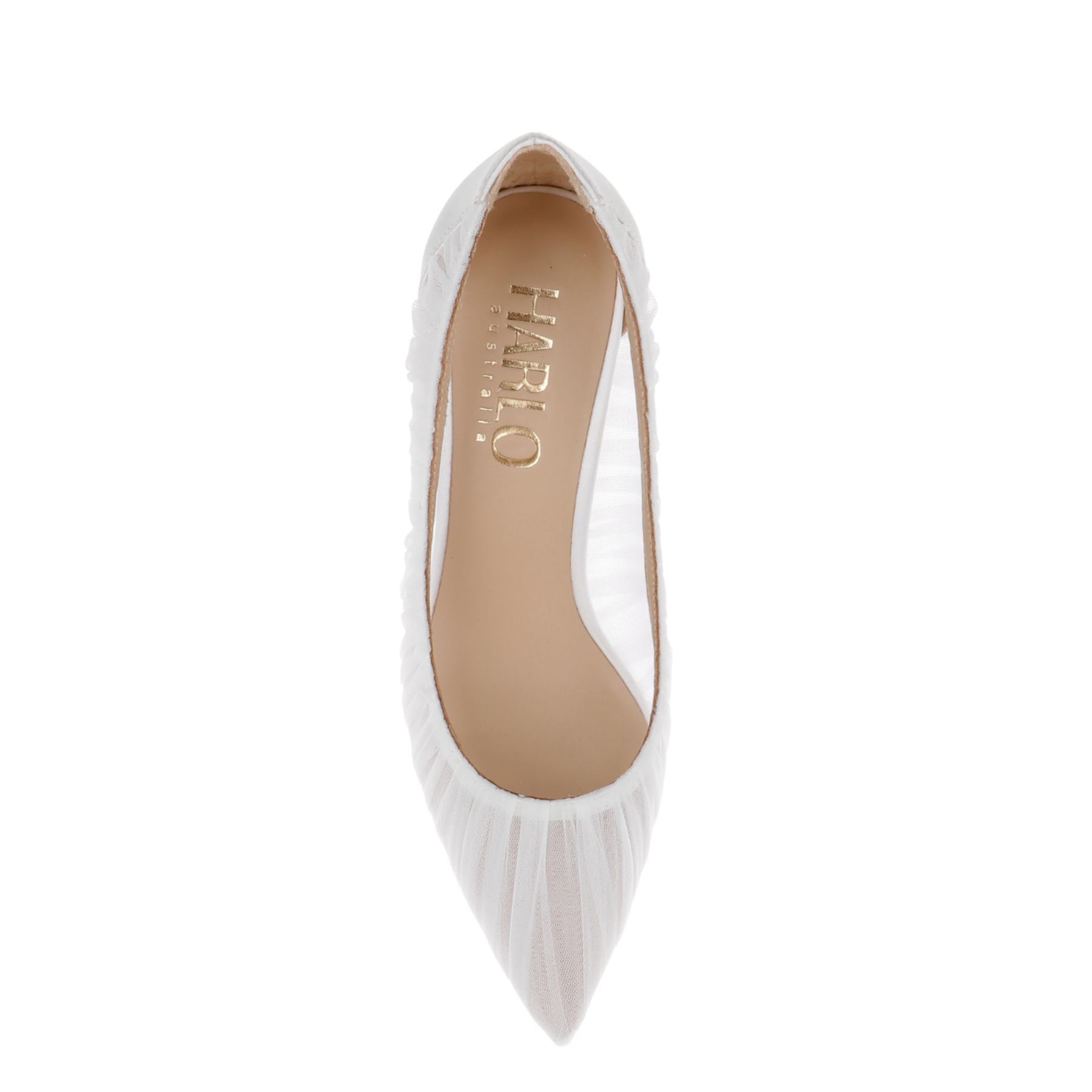 Glinda - Pleated Tulle Bridal Fluted Heels - Soft White