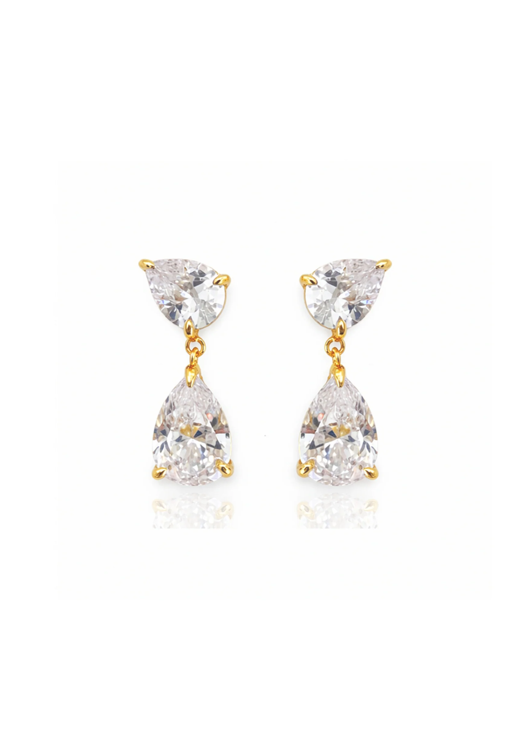 Lola Knight - Aura - Crystal Drop Bridal Earrings - Gold