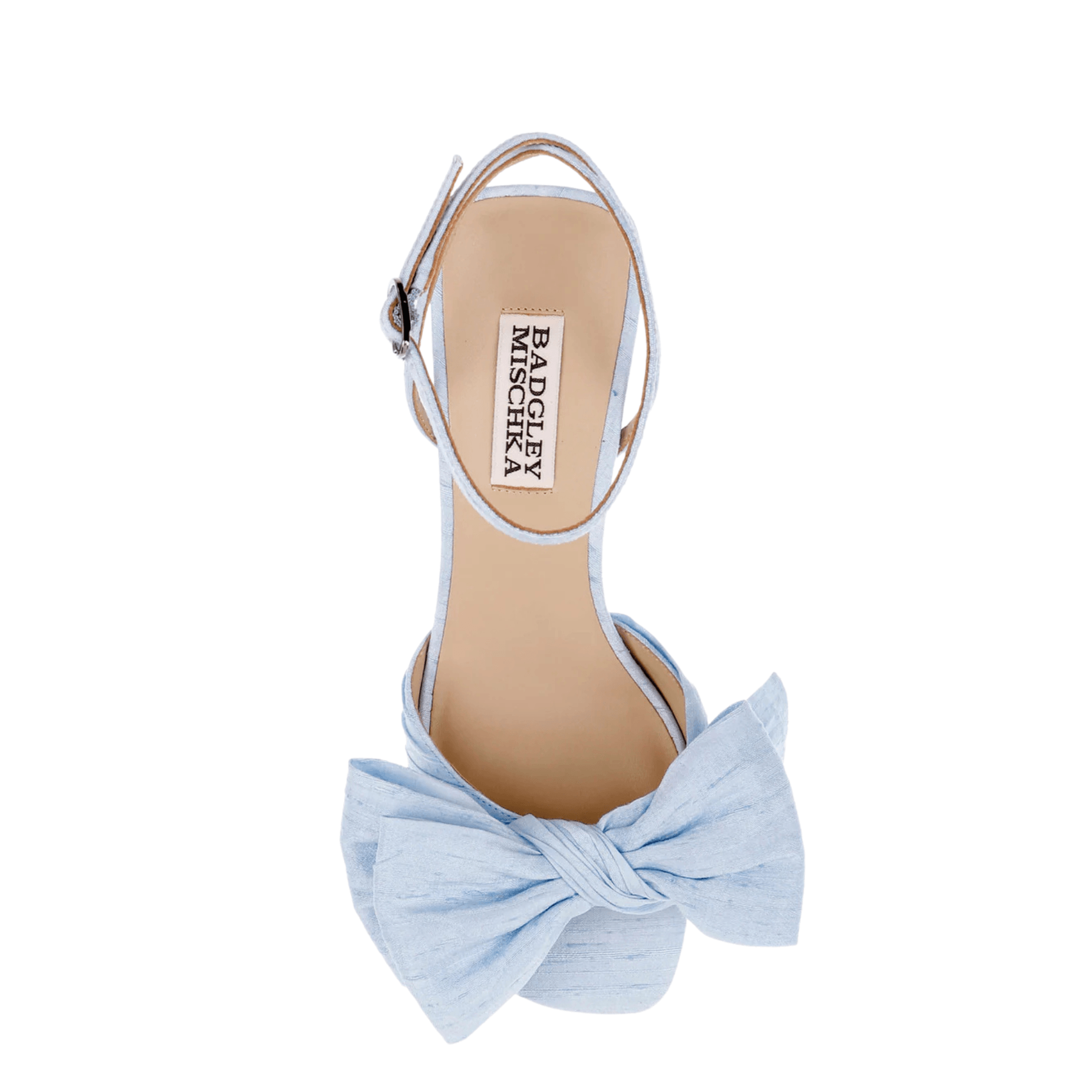 Buy Olani - Textured Silk Bow Block Heel Sandal - Blue Silk online | The White Collection Australia