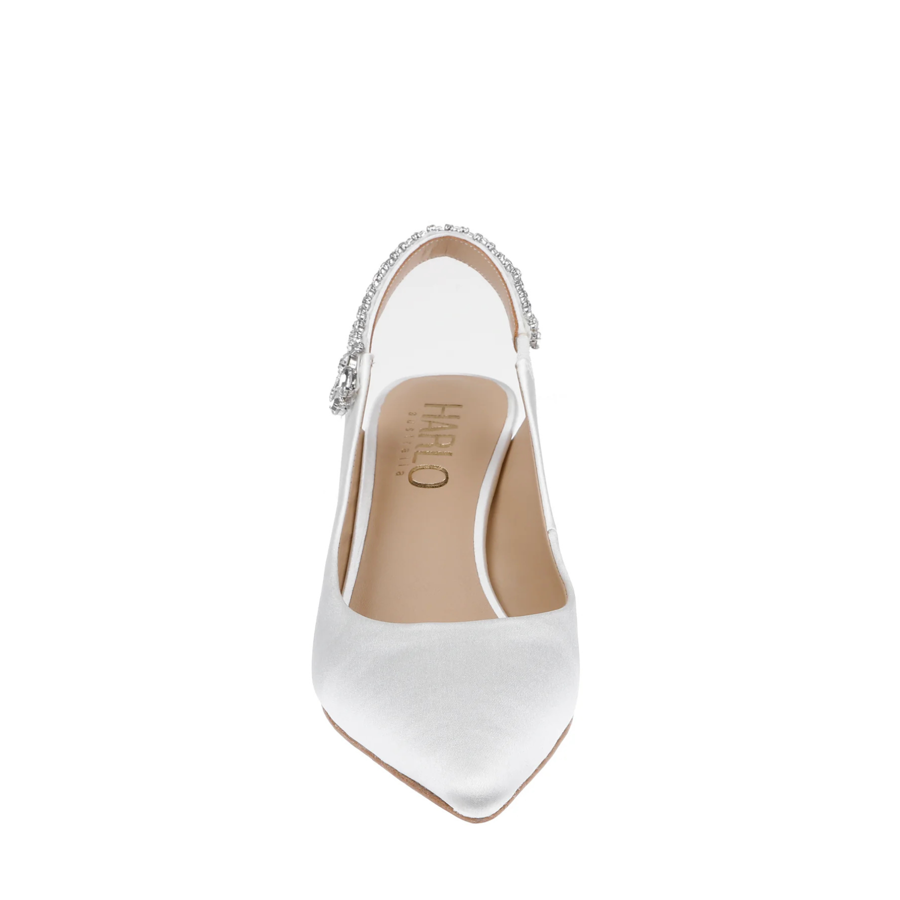 Nina - White Crystal Embellished Sling Back Low Bridal Pump