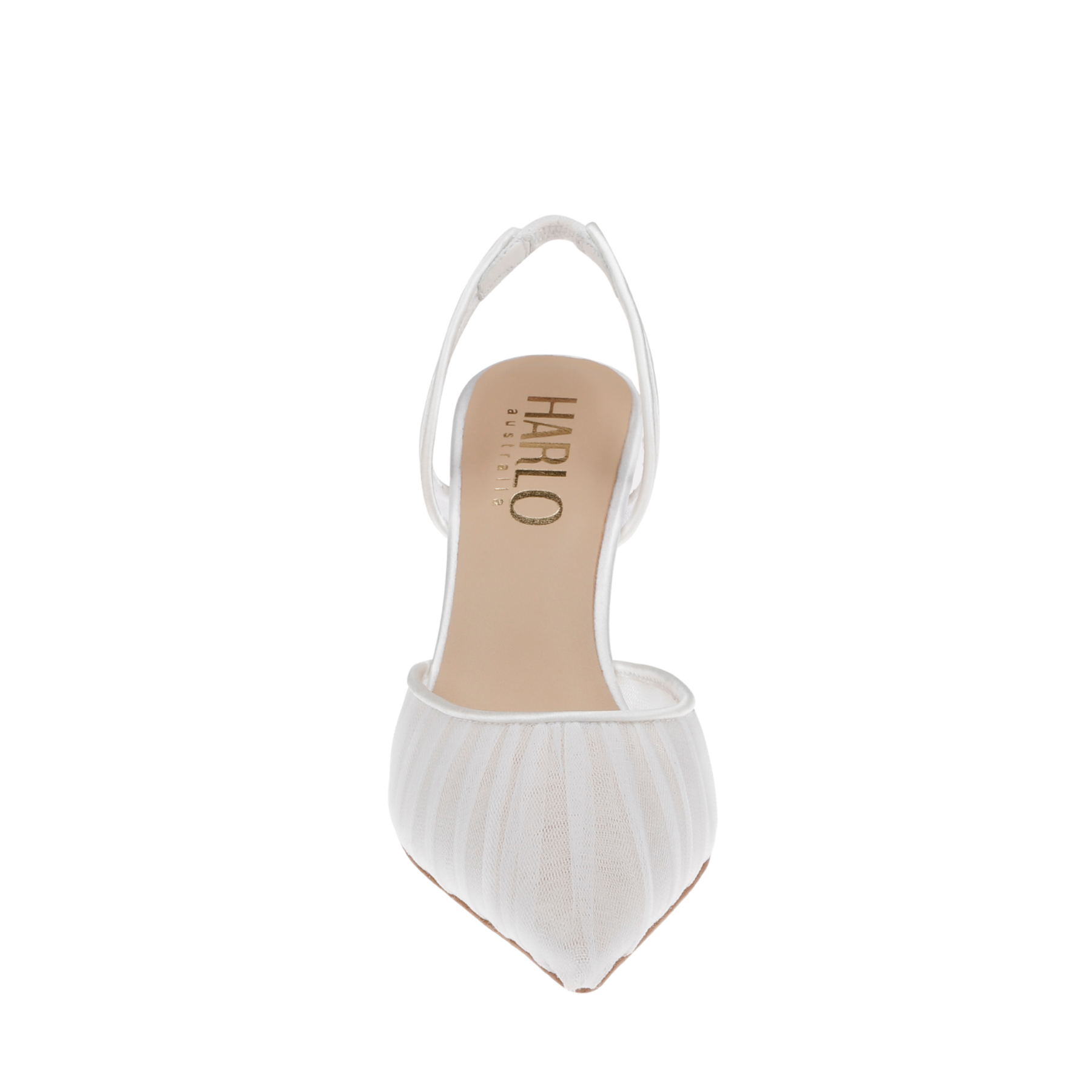 Gigi Tulle - Bridal Slingback Fluted Heels - Soft White