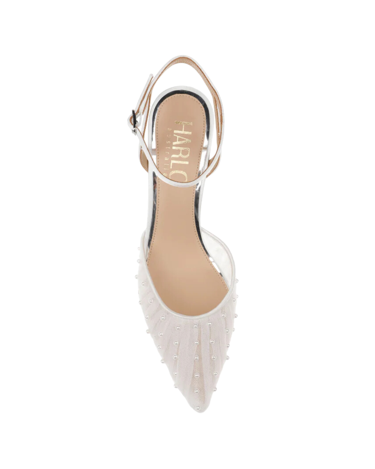 Buy Ellie - White Low Heel with Handsewn Pearls online | The White Collection Australia