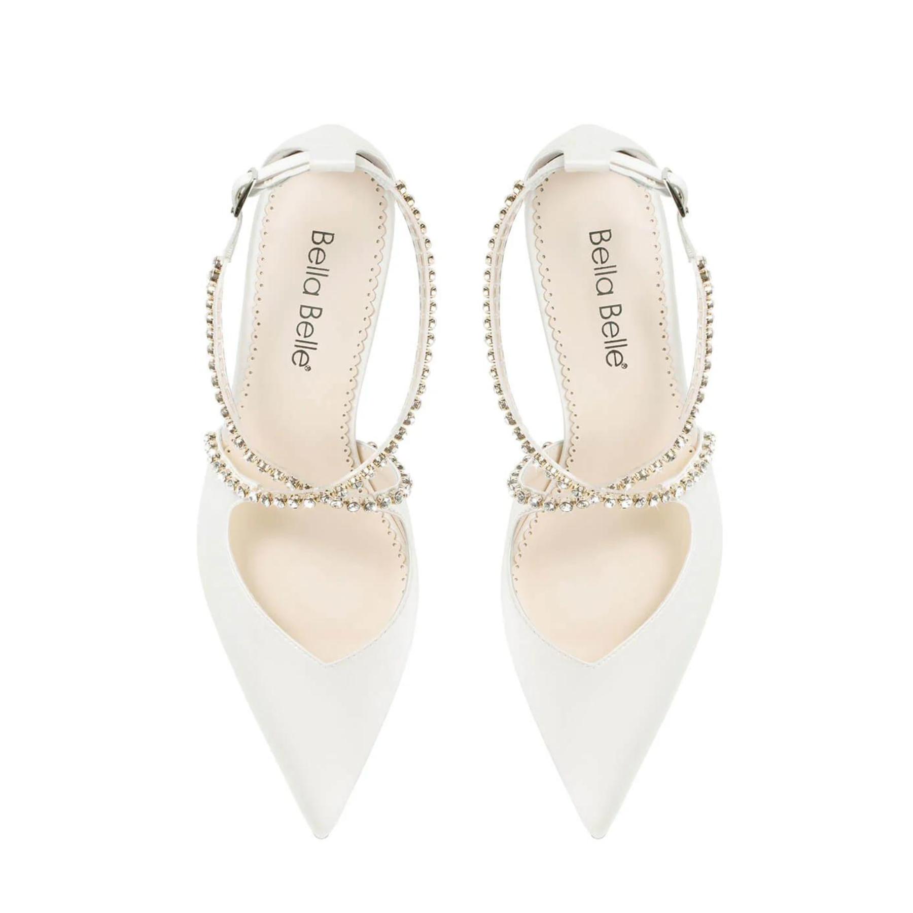 Buy Massie - Ivory Block Heel With Criss Cross Crystal Straps online | The White Collection Australia