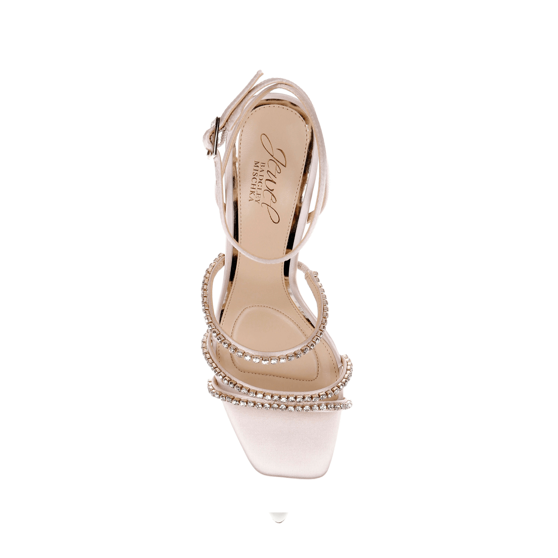 Buy Paulette - Open Toe Strappy Crystal High Heels - Champagne Nude online | The White Collection Australia