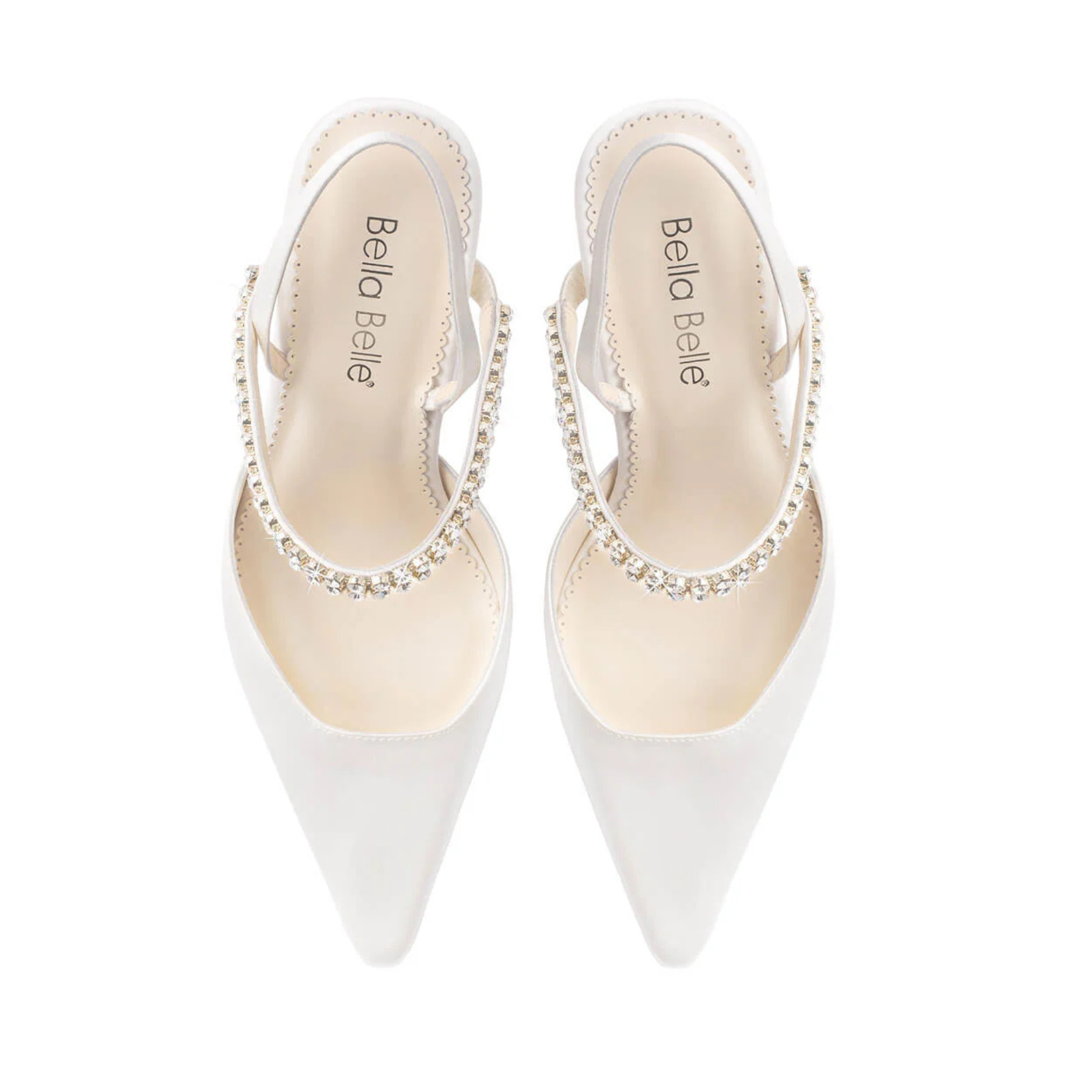 Buy Campbell - Crystal Strap Spool Heel Slingbacks - Ivory online | The White Collection Australia