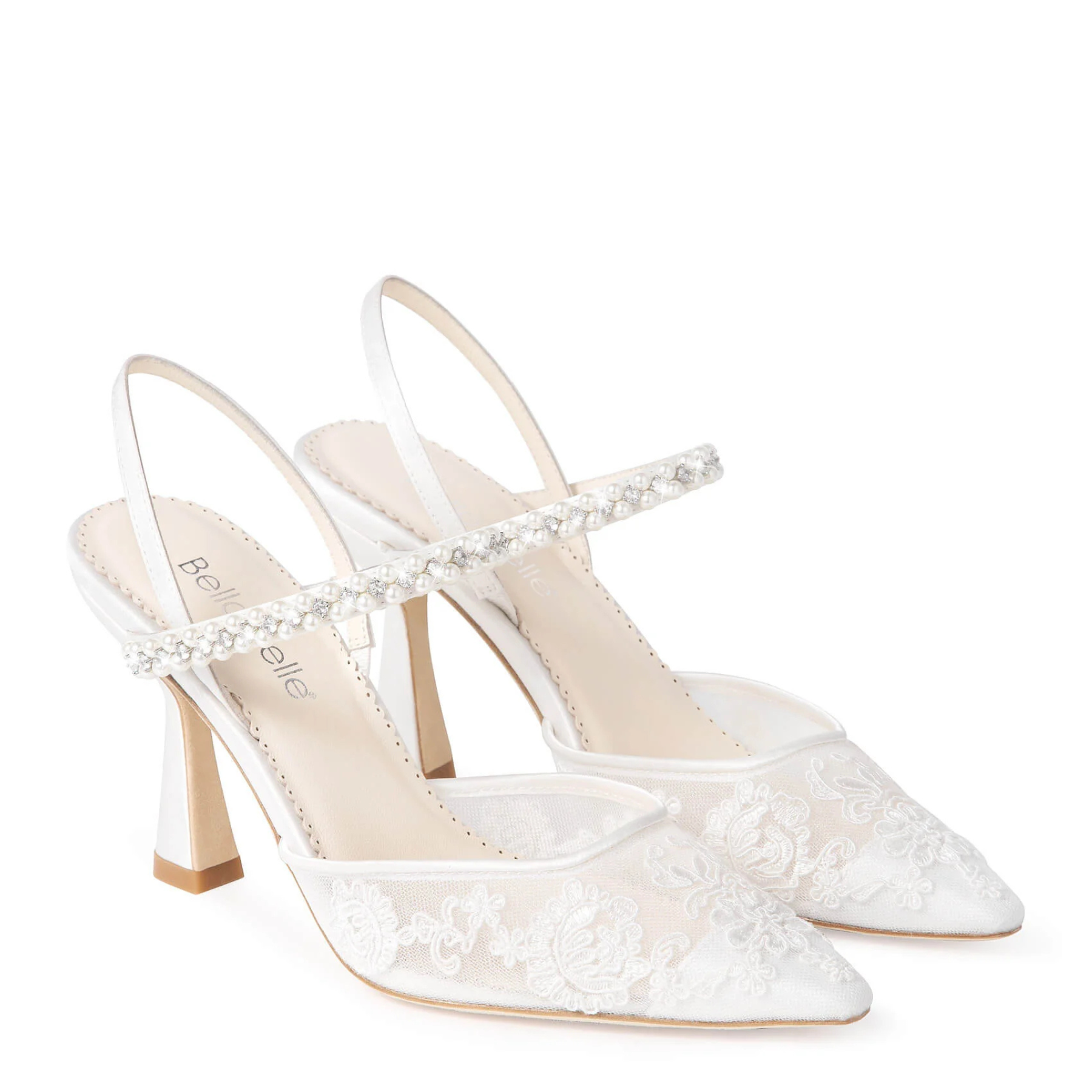 Daniela - Lace Slingback Bridal Heels - Ivory