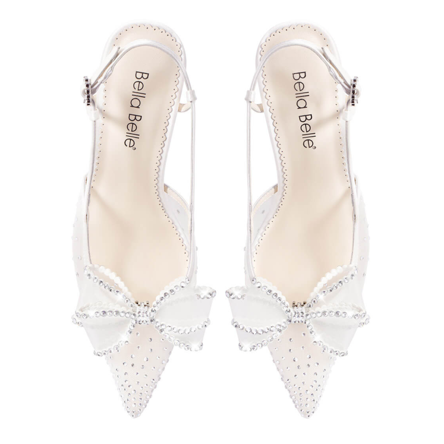 Buy Chriselle - Crystal Bow Mesh Slingback Heels with Removable Bow - Ivory online | The White Collection Australia
