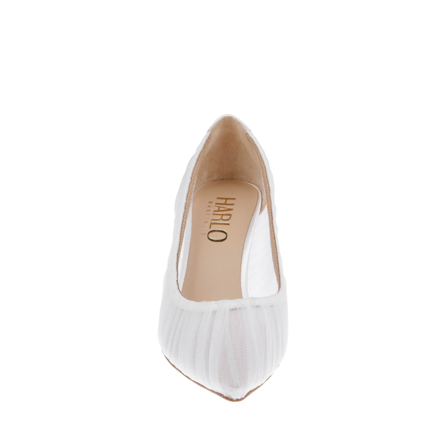 Glinda - Pleated Tulle Bridal Fluted Heels - Soft White