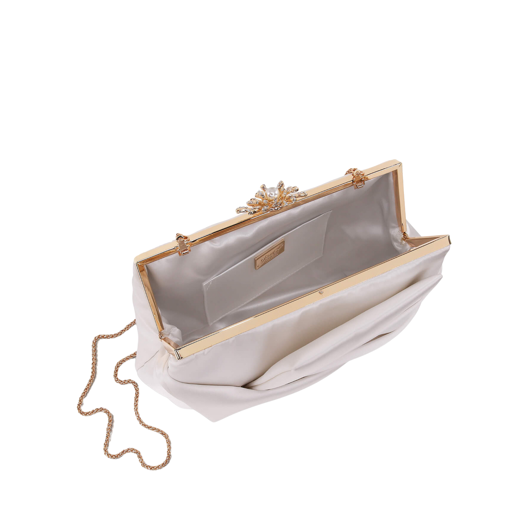 Caroline - Satin Origami Pouch Clutch - Soft White
