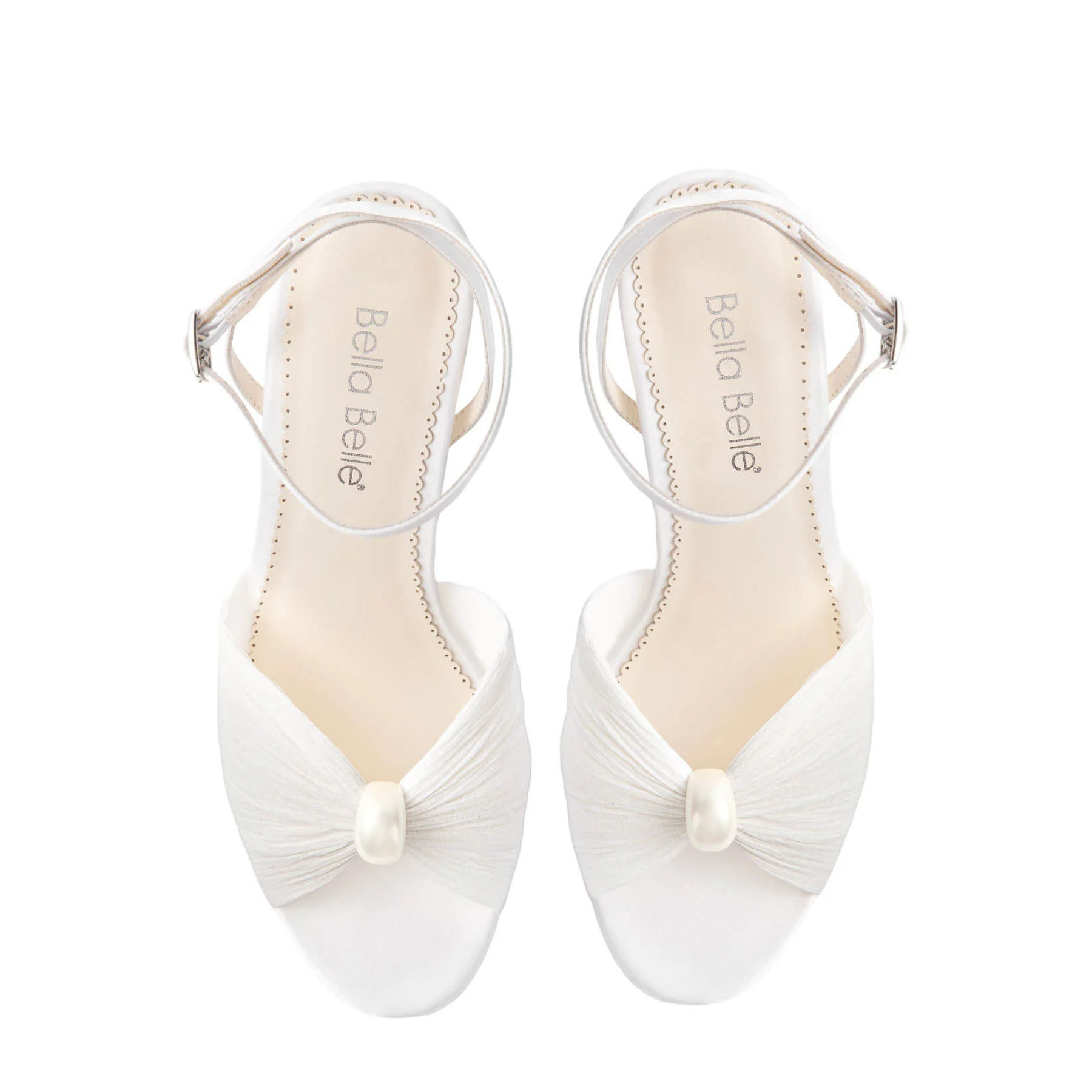 Demi - Pearl Tulle Stiletto Bridal Sandals - Ivory