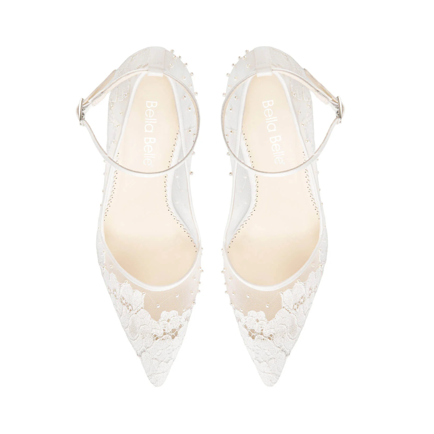 Margot - Lace Pearl Bridal Block Heels - Ivory