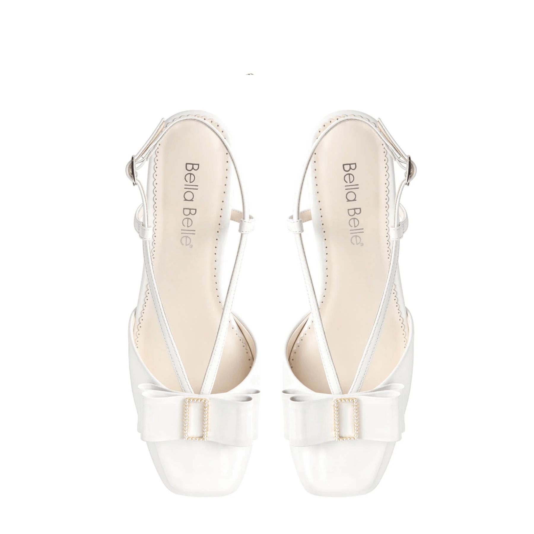 Buy Abby - Pearl Bow Patent Leather Block Heels - Ivory online | The White Collection Australia
