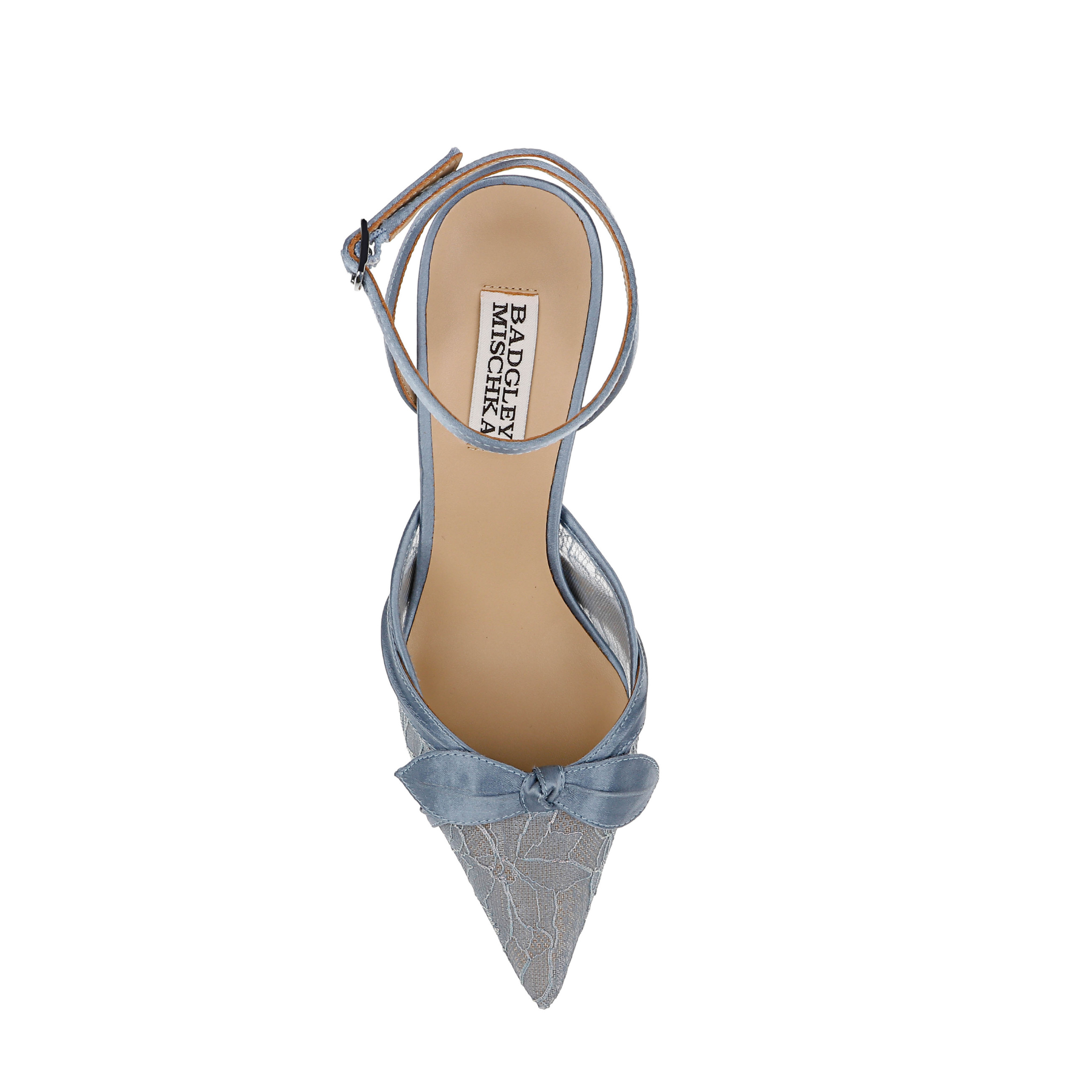 Josie - Pointed Toe Lace Ankle Strap Pumps - Ice Blue
