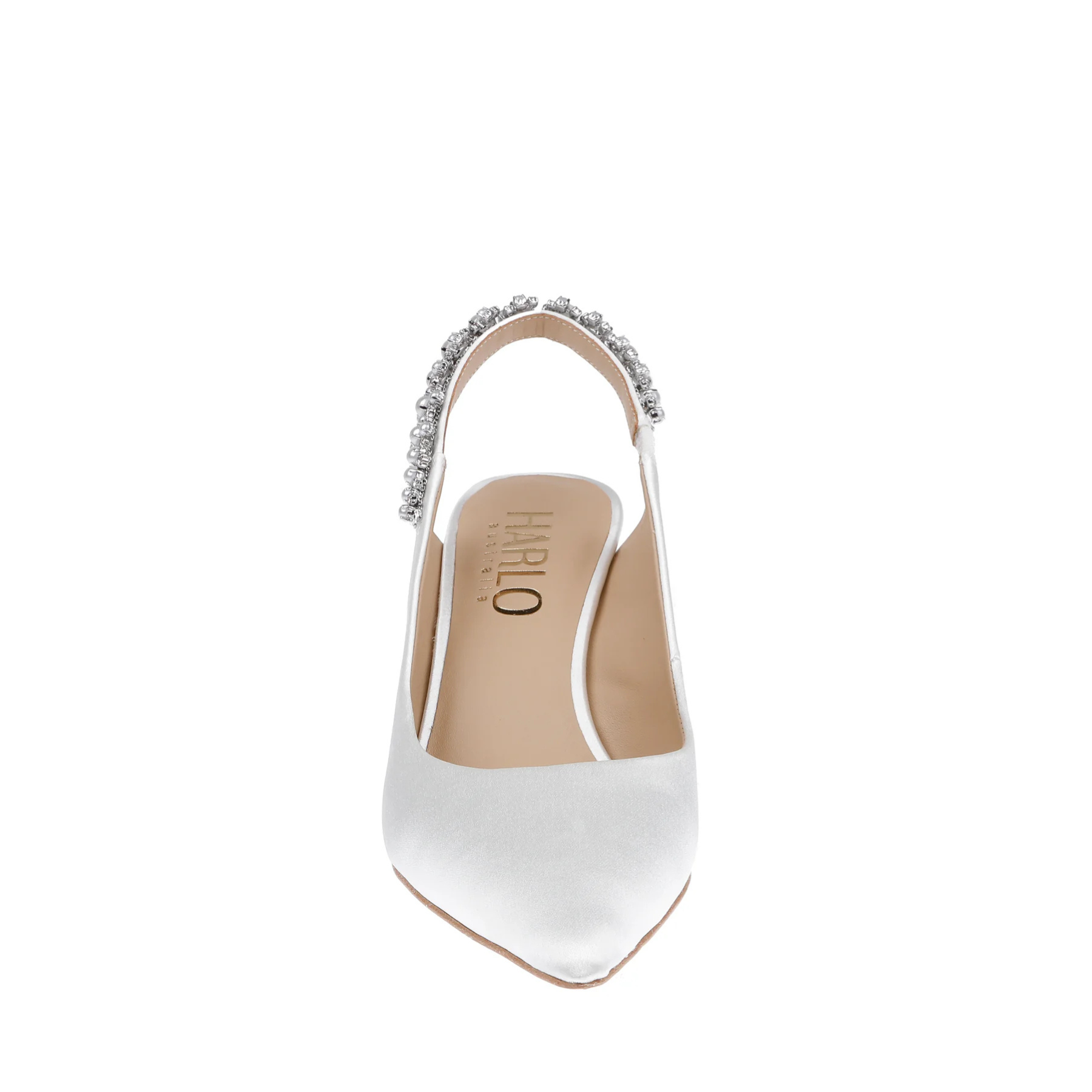 Nina Pearl - White Pearl & Crystal Embellished Sling Back Low Bridal Pump