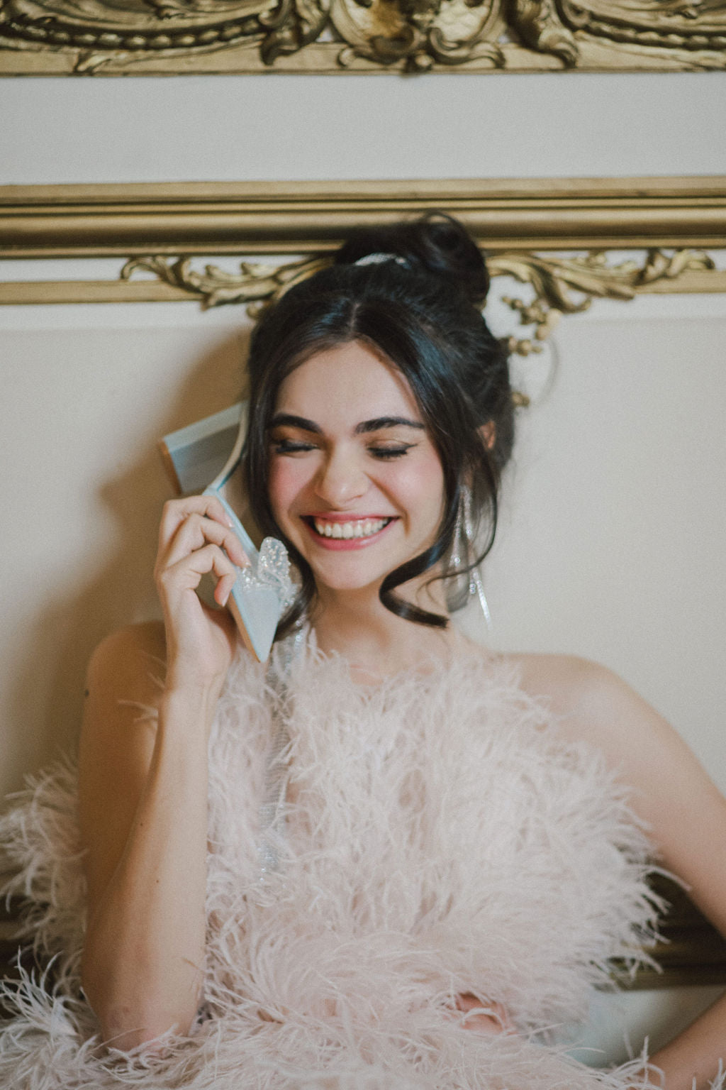 Buy Athena - Blue Crystal Block Heels with Removable Ankle Strap online | The White Collection Australia