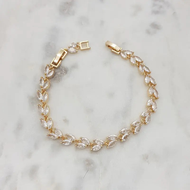 Buy Emma - Marquise Leaf Crystal Bridal Bracelet online | The White Collection Australia