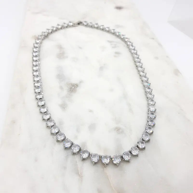 Elizabeth - Classic Statement Crystal Bridal Tennis Necklace
