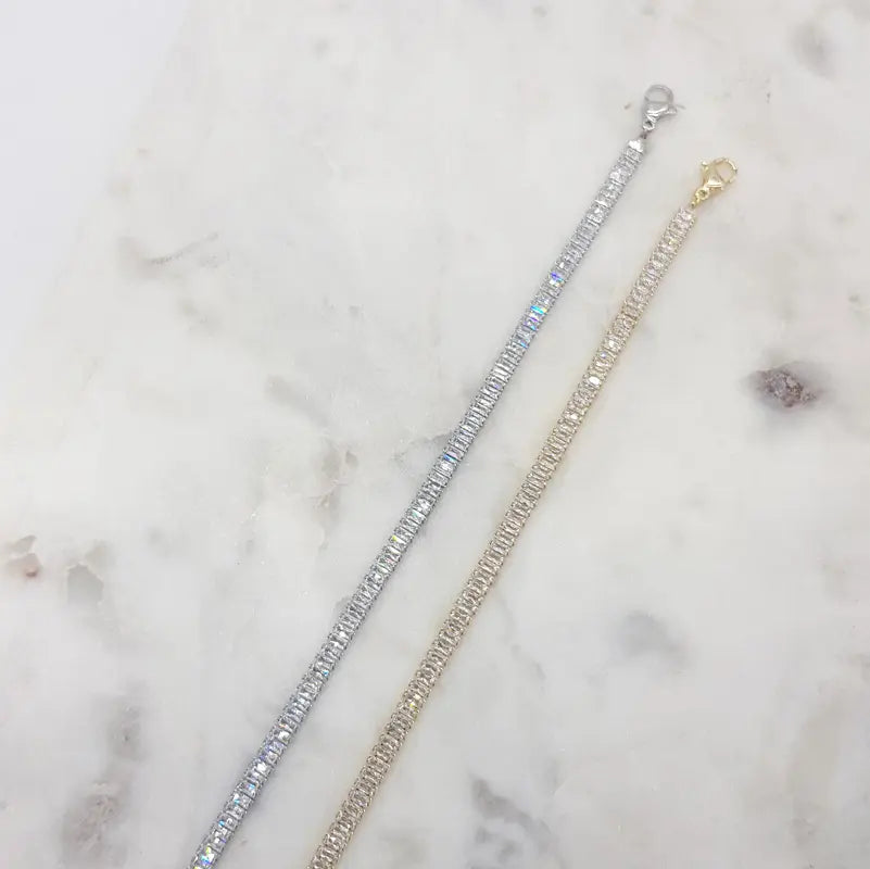 Sidney - Classic Baguette Crystal Bridal Tennis Necklace