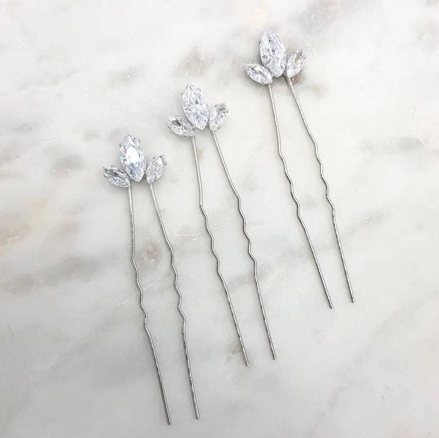 Effie - Marquise Crystal Bridal Hair Pin Trio