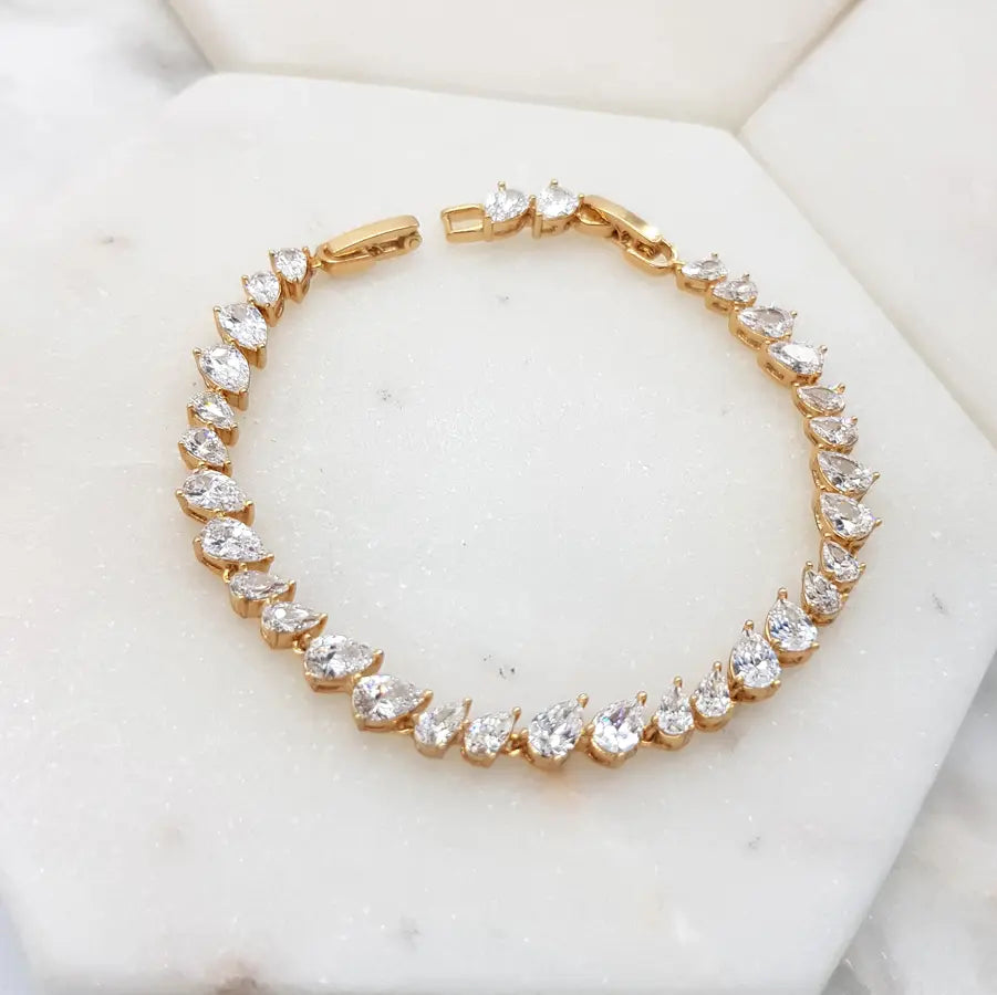 Buy Zara - Crystal Teardrop Bridal Bracelet online | The White Collection Australia
