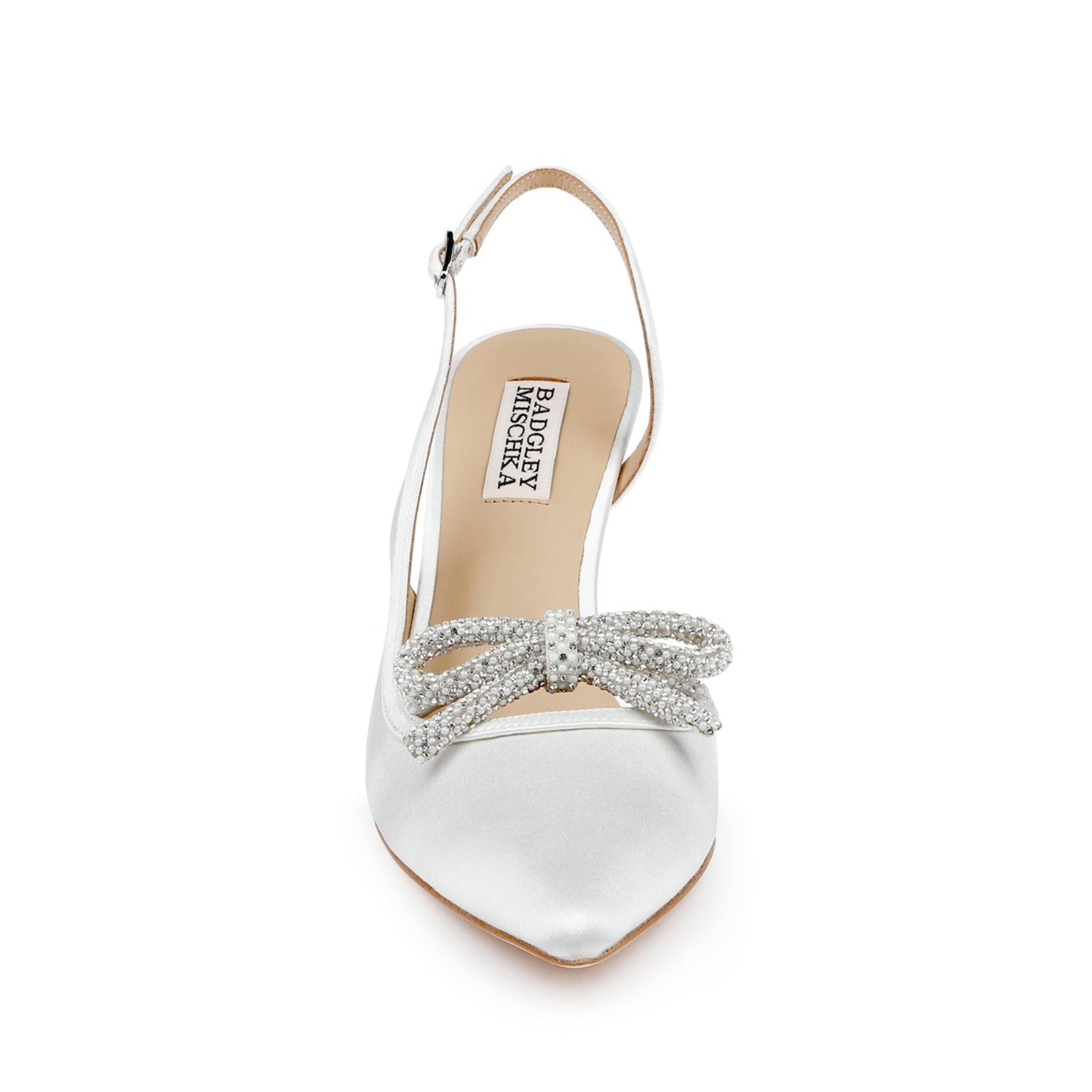 Georgie - Pointed Toe Slingback Pumps With Bow - Soft White