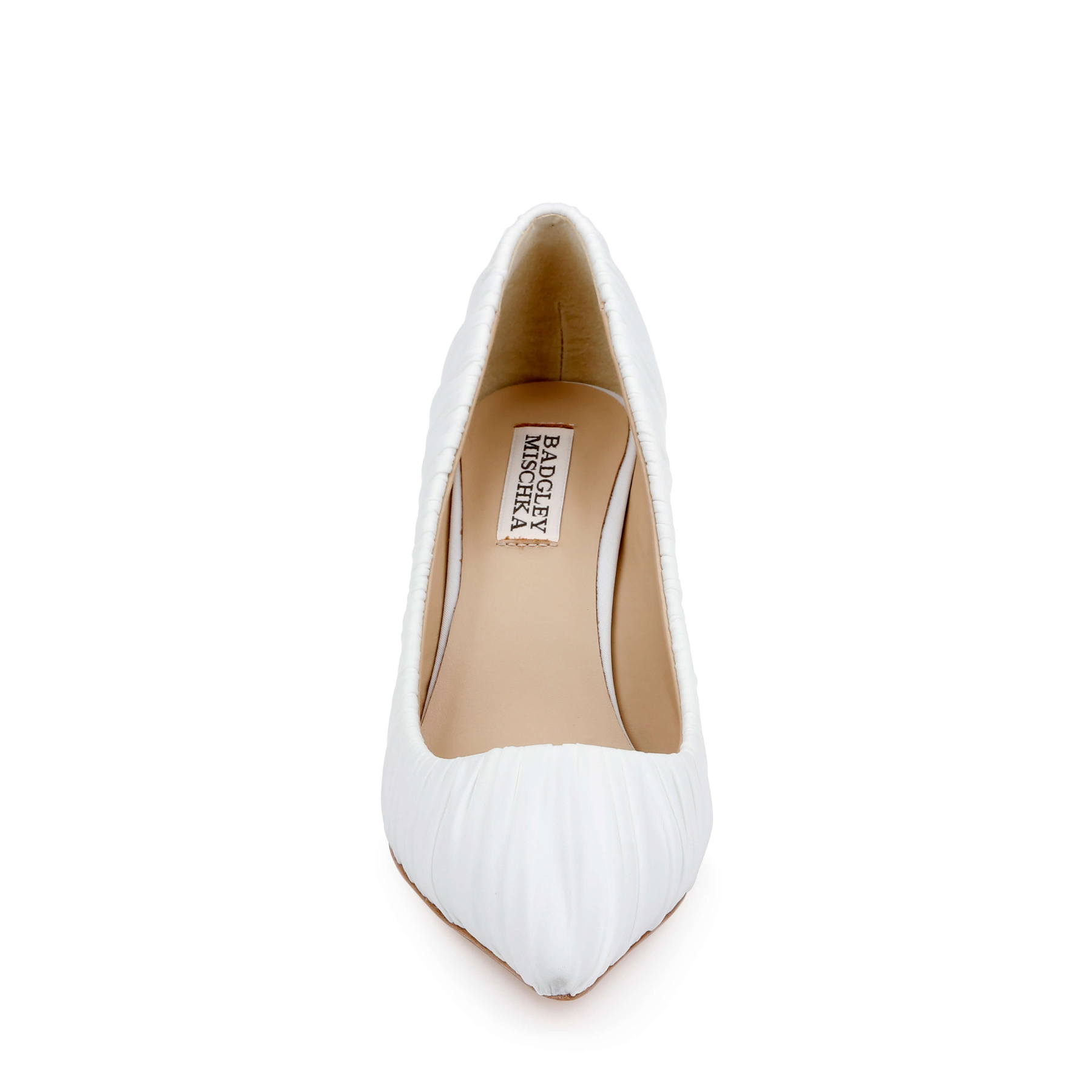 Veronika - Ruched Pointed Toe Pumps - Soft White