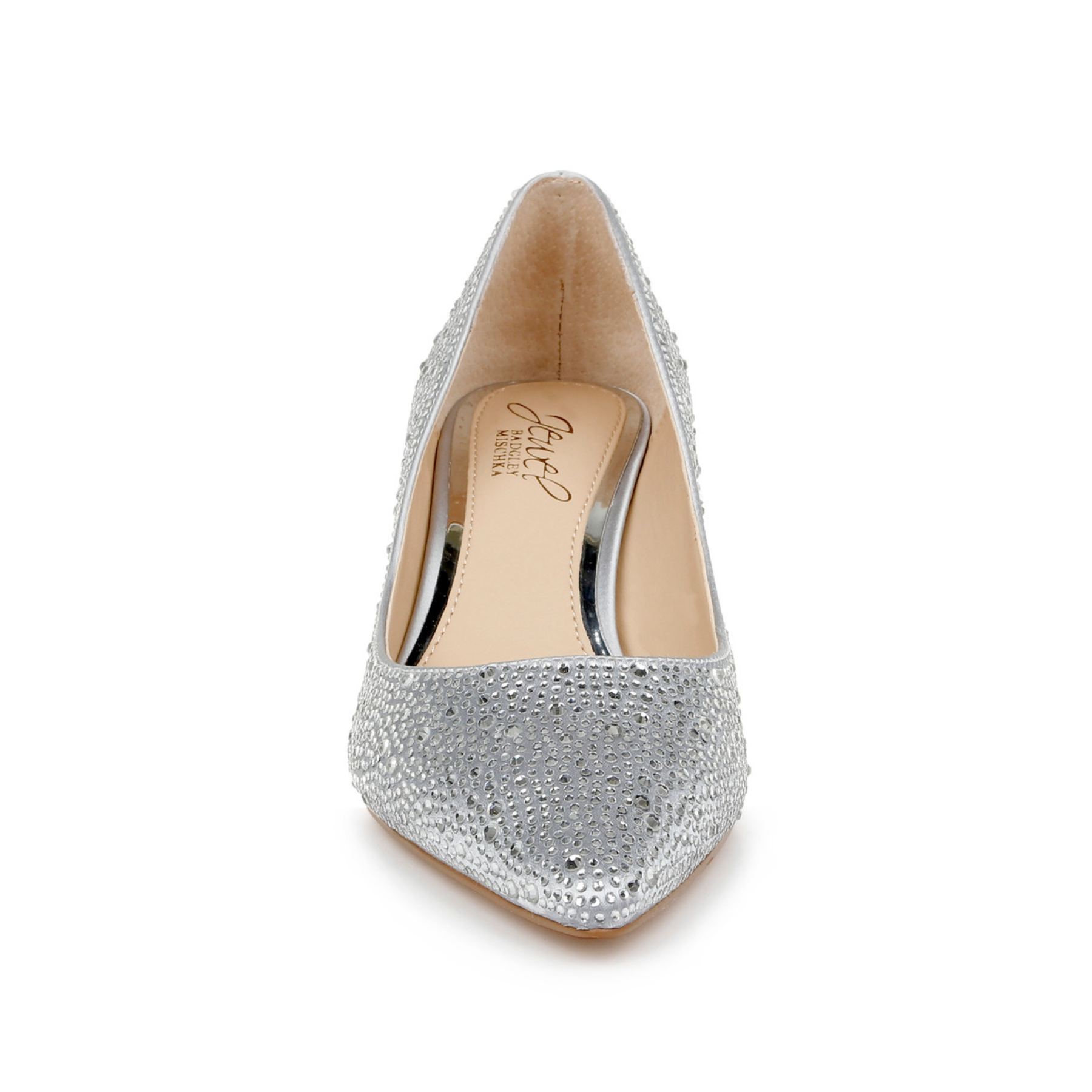 Buy Frenchie - Crystal Embellished Pointed Toe Kitten Heels - Silver online | The White Collection Australia