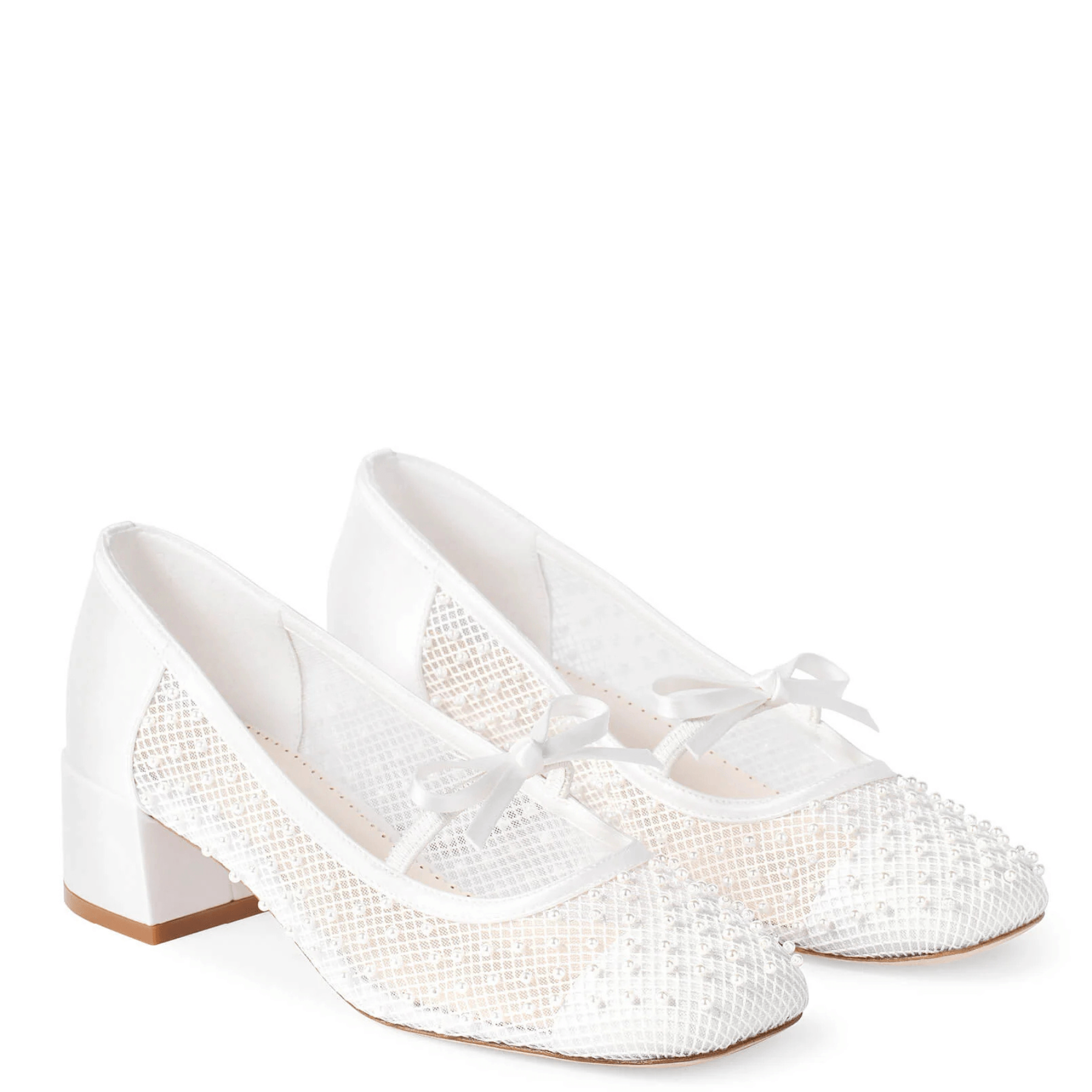 Buy Millie - Pearl Mary Jane Low Block Heels - Ivory online | The White Collection Australia
