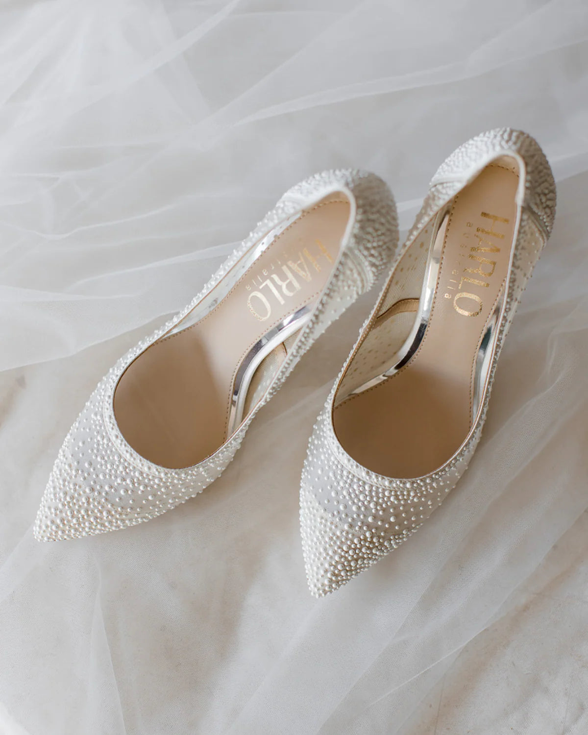 Demi - Pointed Toe Pump With Pearls - Soft White