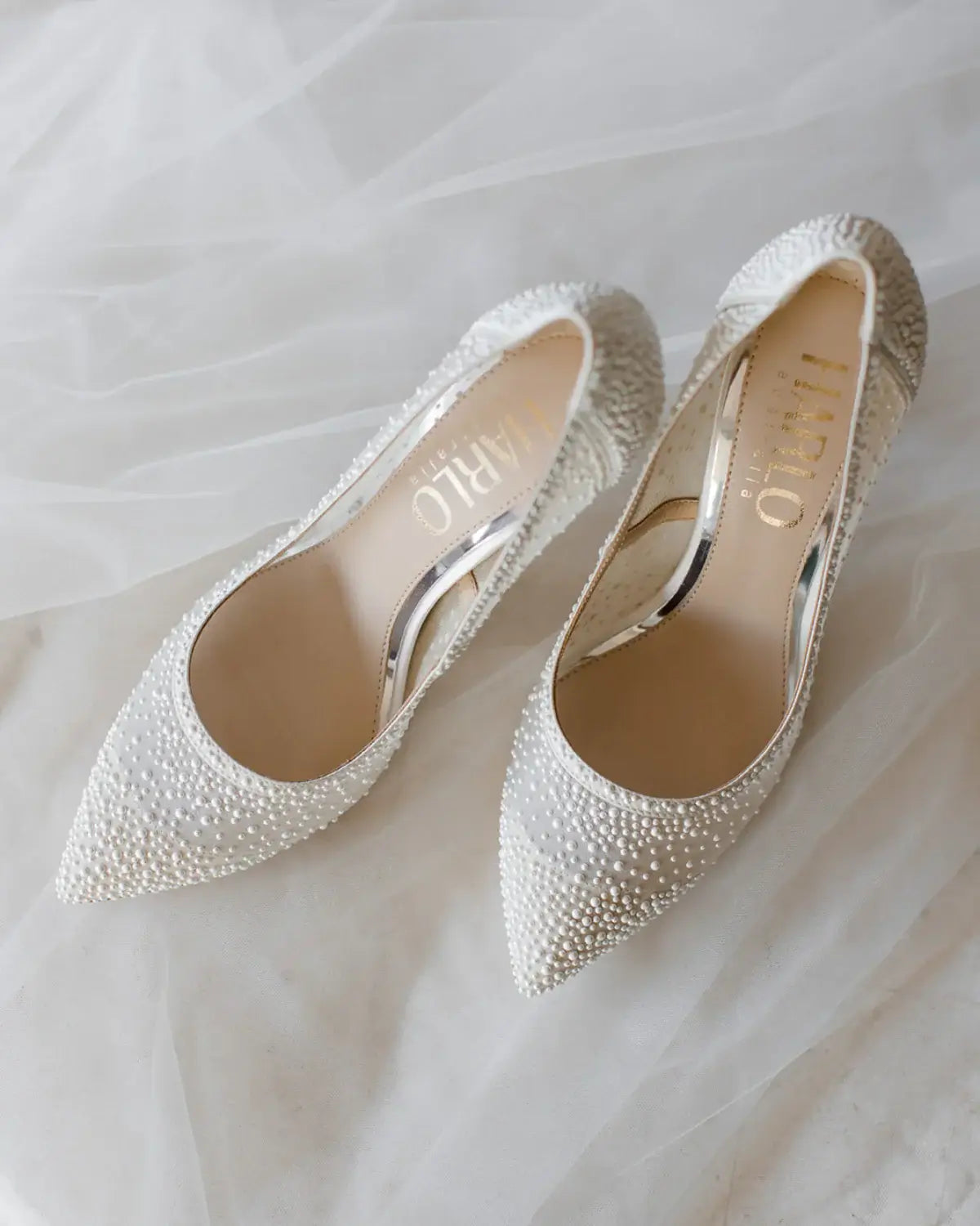 Buy Demi - Pointed Toe Pump With Pearls - Soft White online | The White Collection Australia