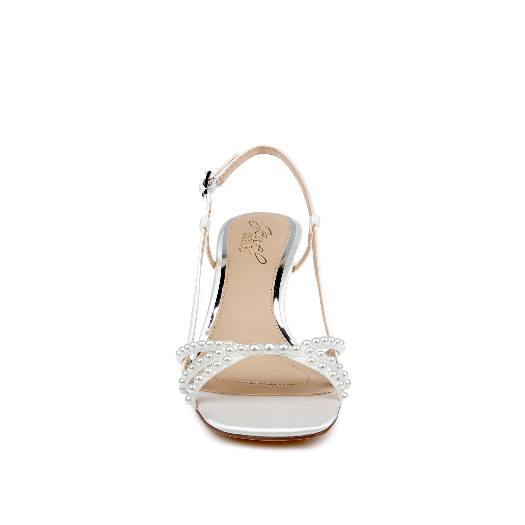 Isabela - Open Toe Strappy Pearl Kitten Heel - Ivory