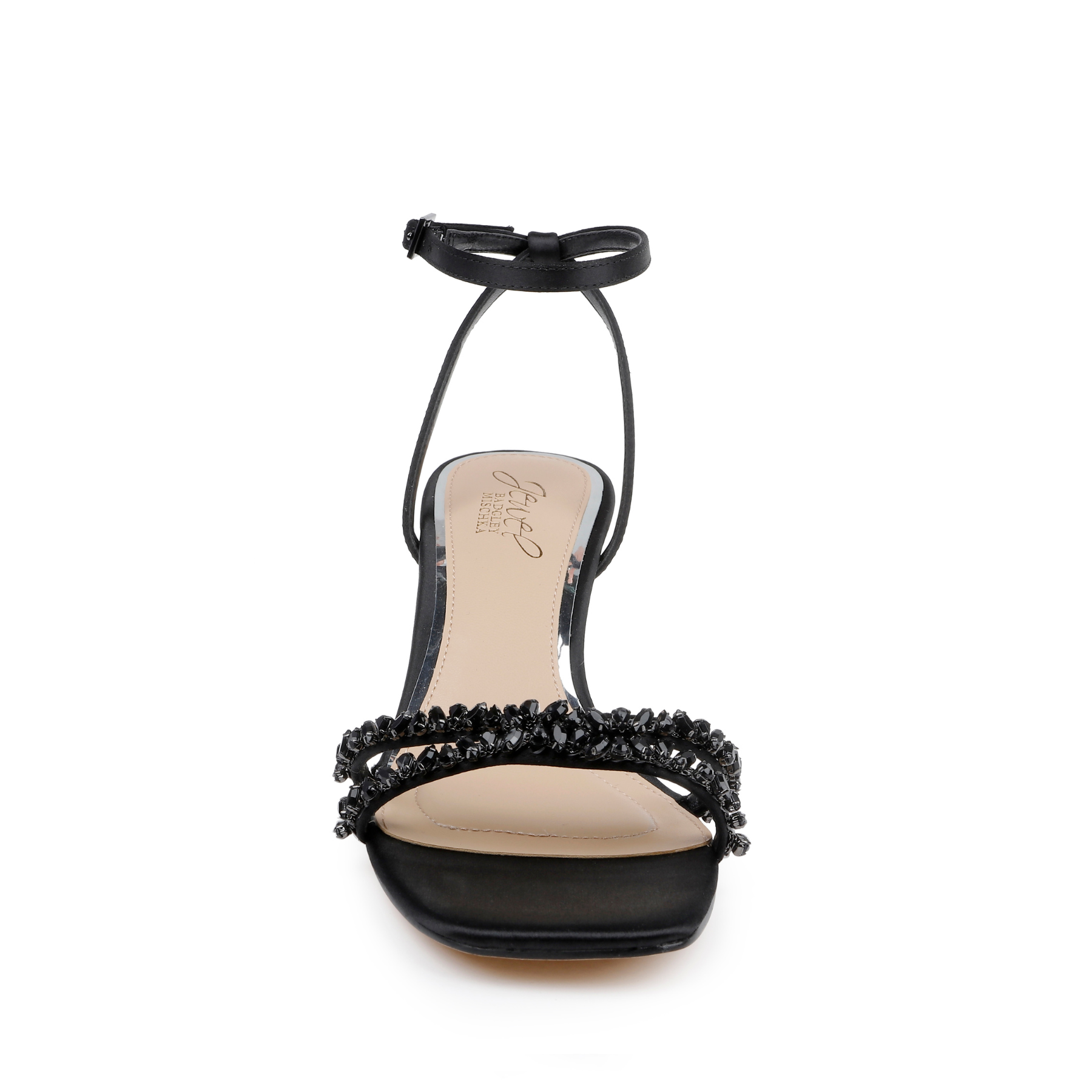 Nayla - Crystal Strap Kitten Heels - Black