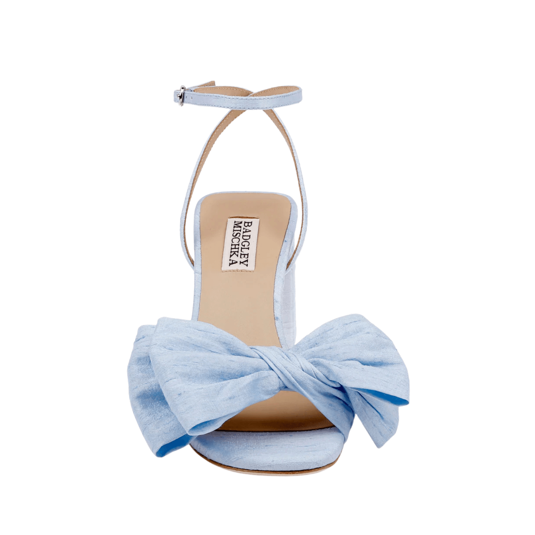 Buy Olani - Textured Silk Bow Block Heel Sandal - Blue Silk online | The White Collection Australia