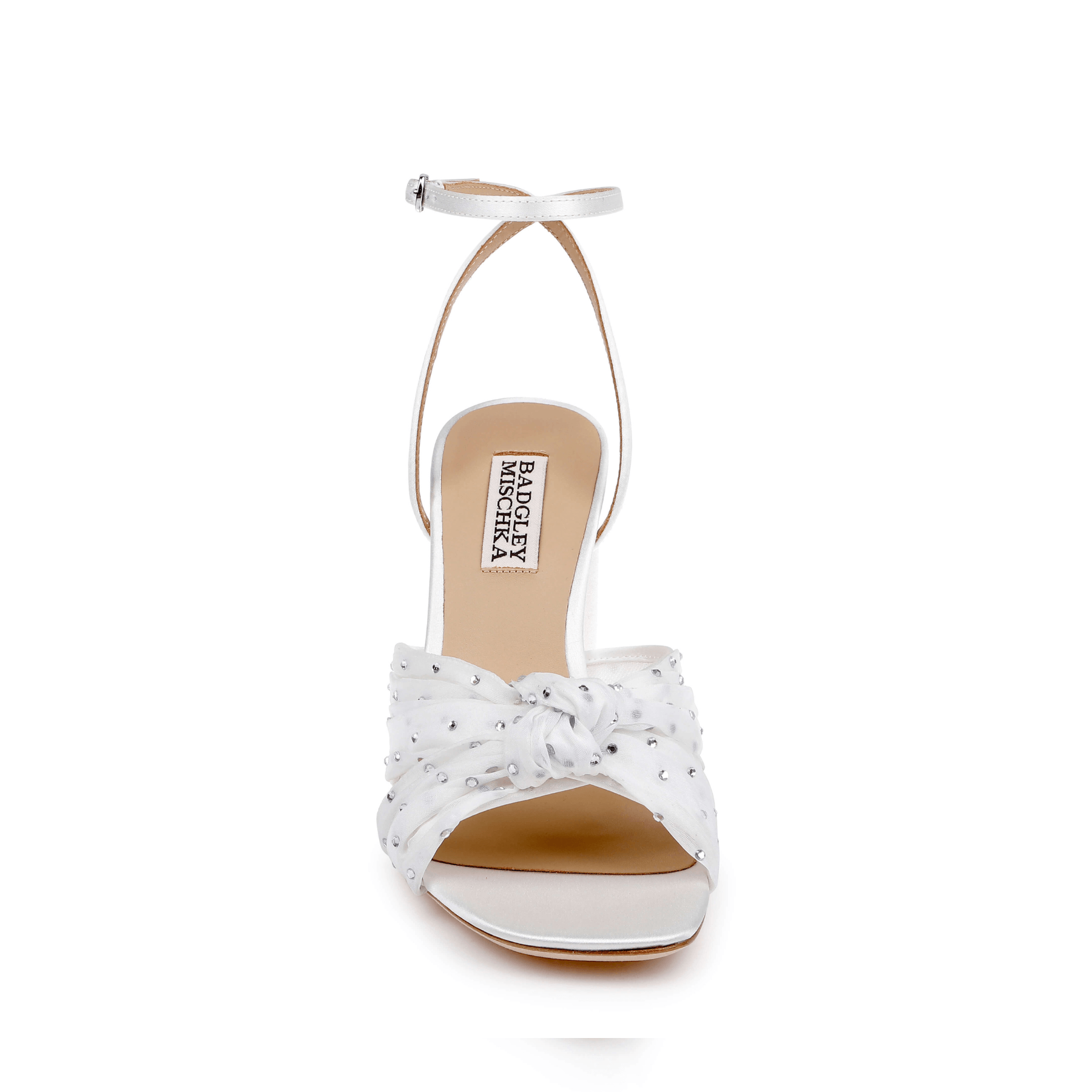 Buy Wila - Crystal Embellished Peep Toe Block Heel - Soft White online | The White Collection Australia