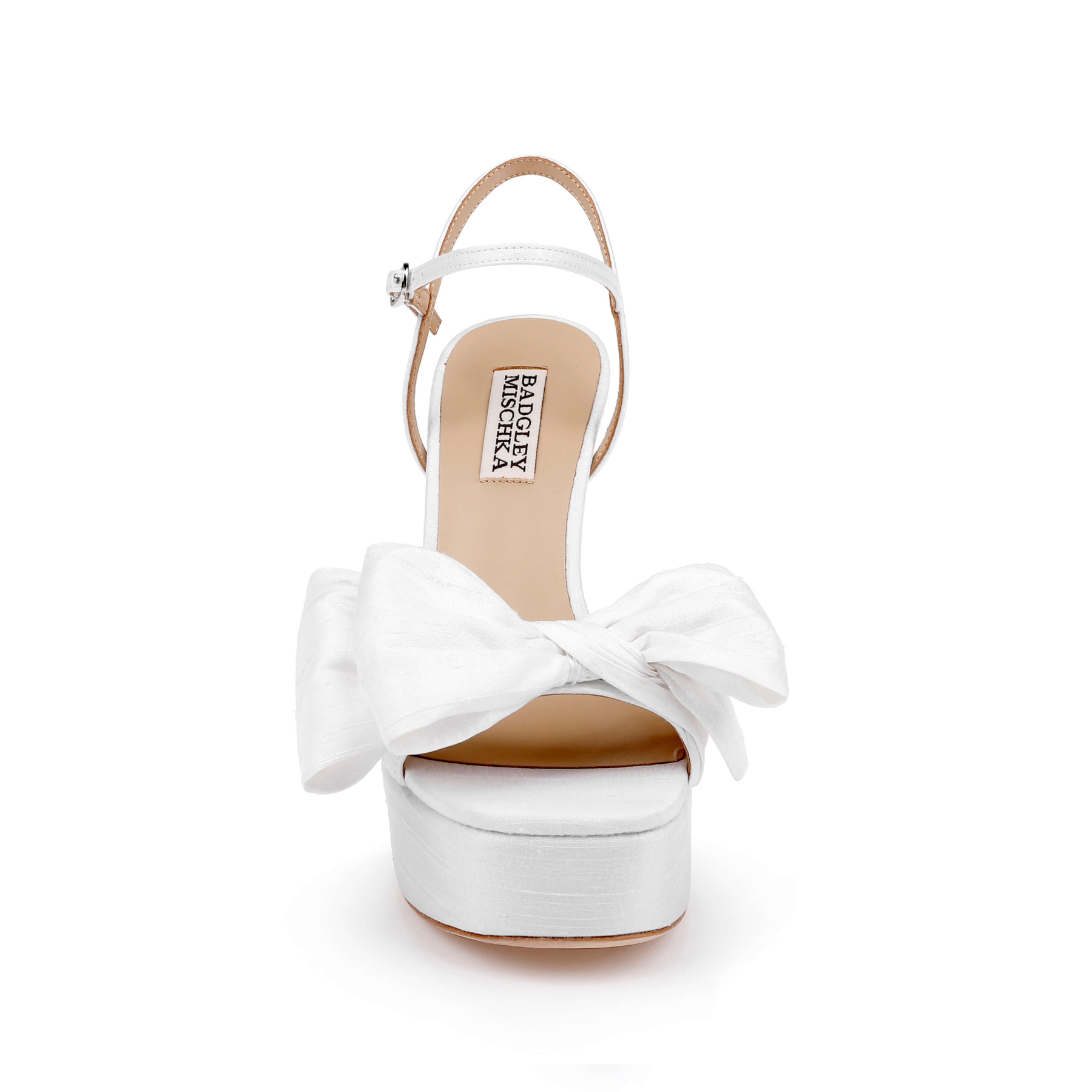 Oliva - Bow Platform Sandal - White Silk