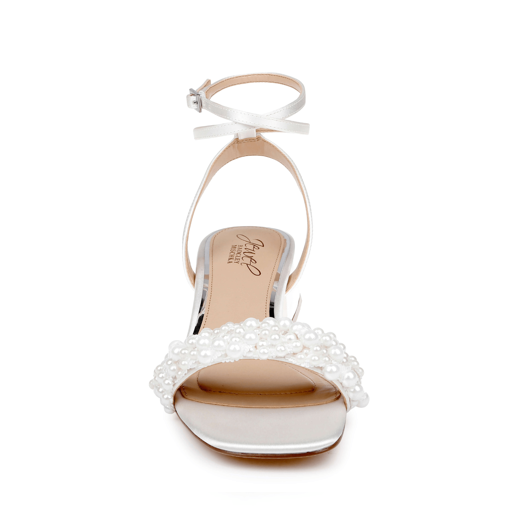 Buy Payton - Strappy Pearl Low Block Heel - Ivory online | The White Collection Australia