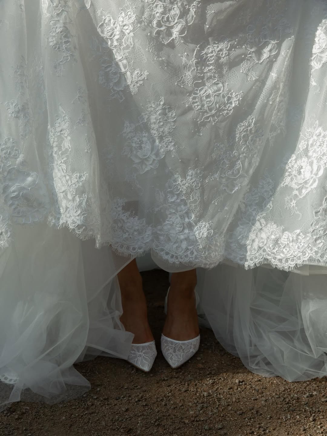 Gigi Lace - Bridal Slingback Fluted Heels - Soft White