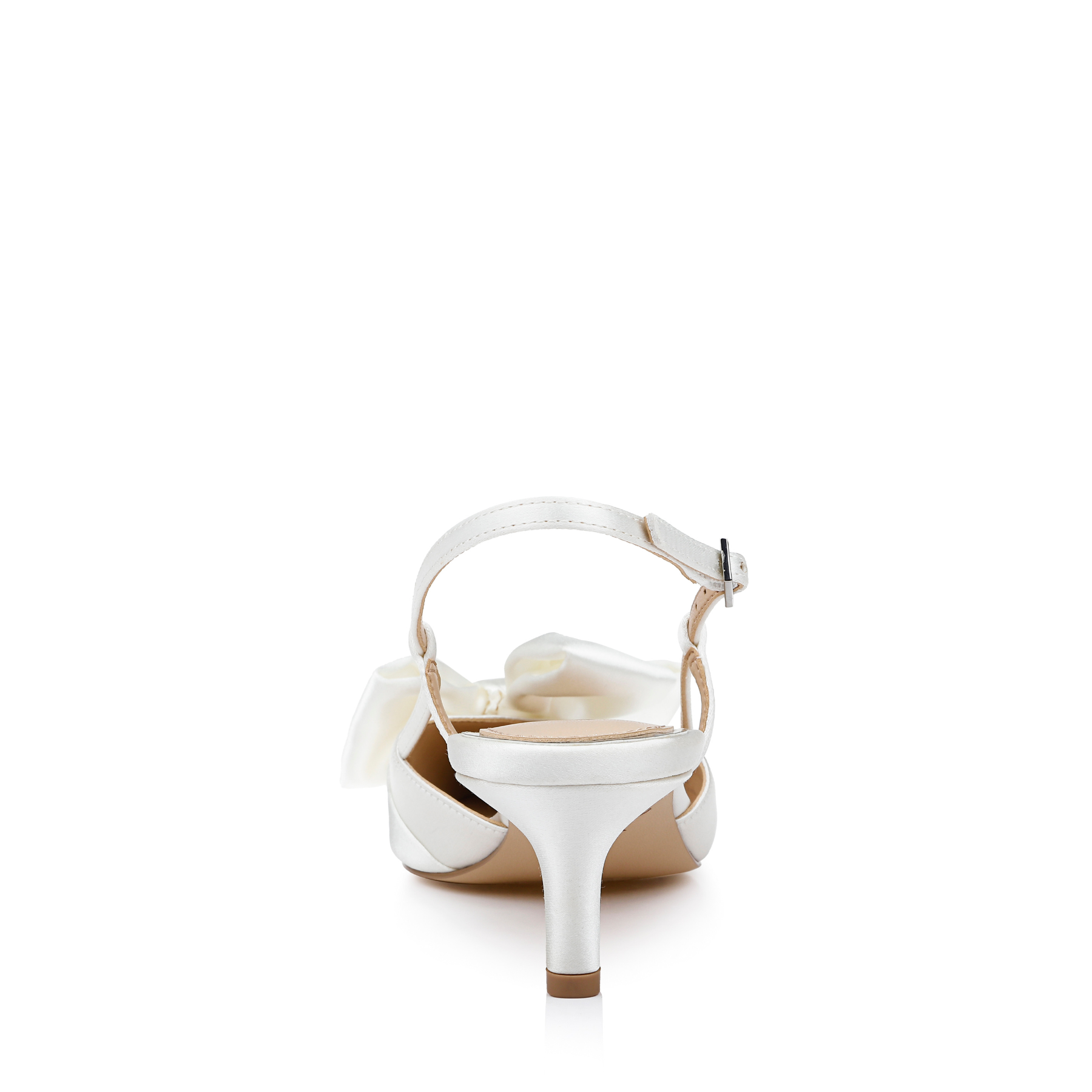 Shoshana - Pointed Toe Kitten Heels with Bow - Ivory