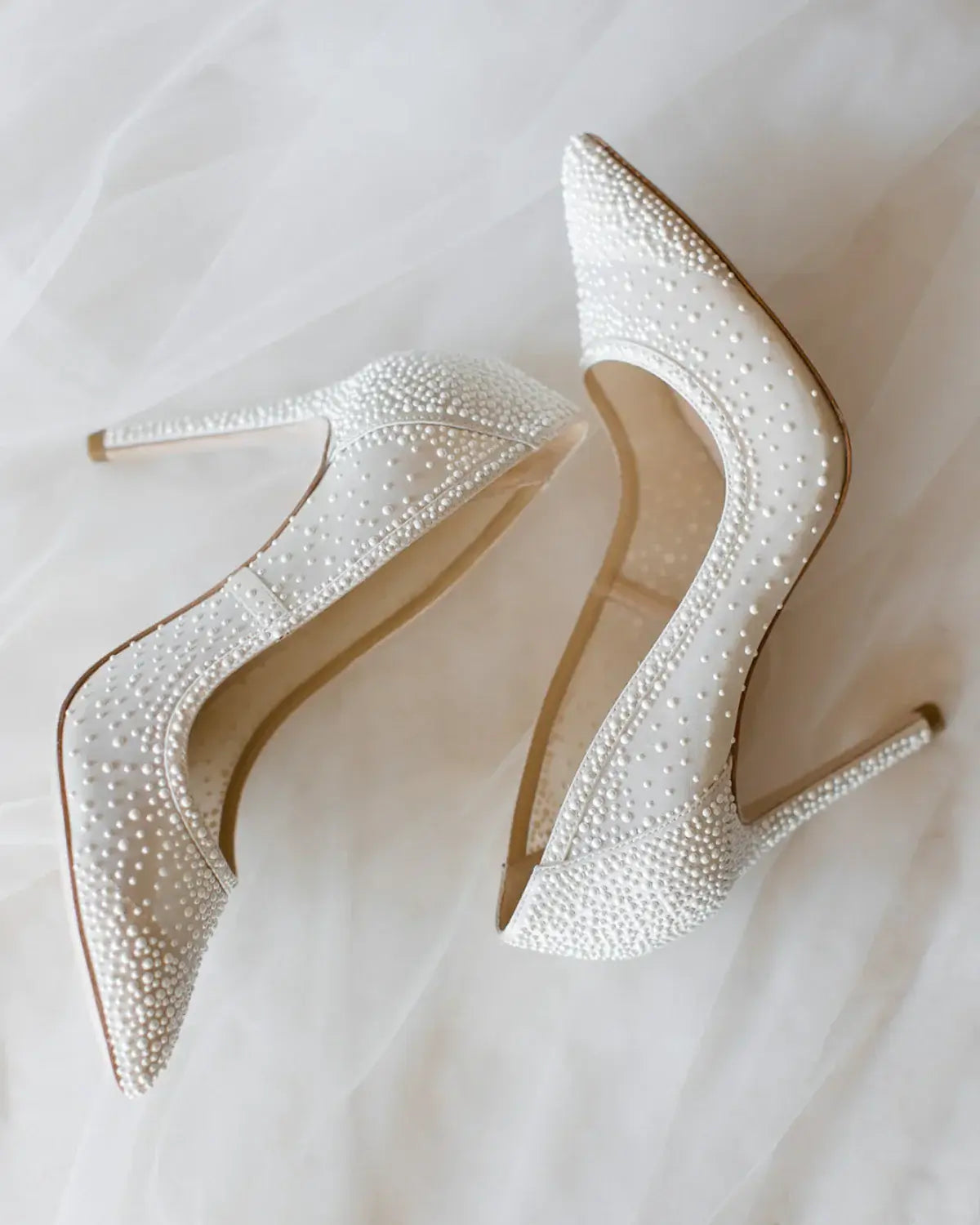Buy Demi - Pointed Toe Pump With Pearls - Soft White online | The White Collection Australia