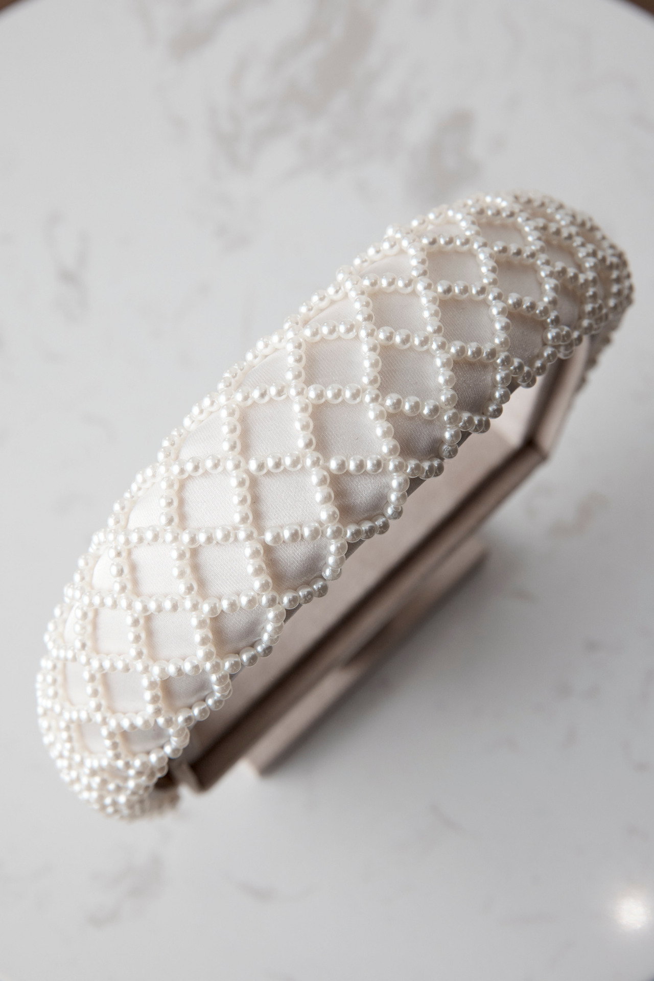 Buy Aurora - Classic Style Pearl Bridal Headband online | The White Collection Australia