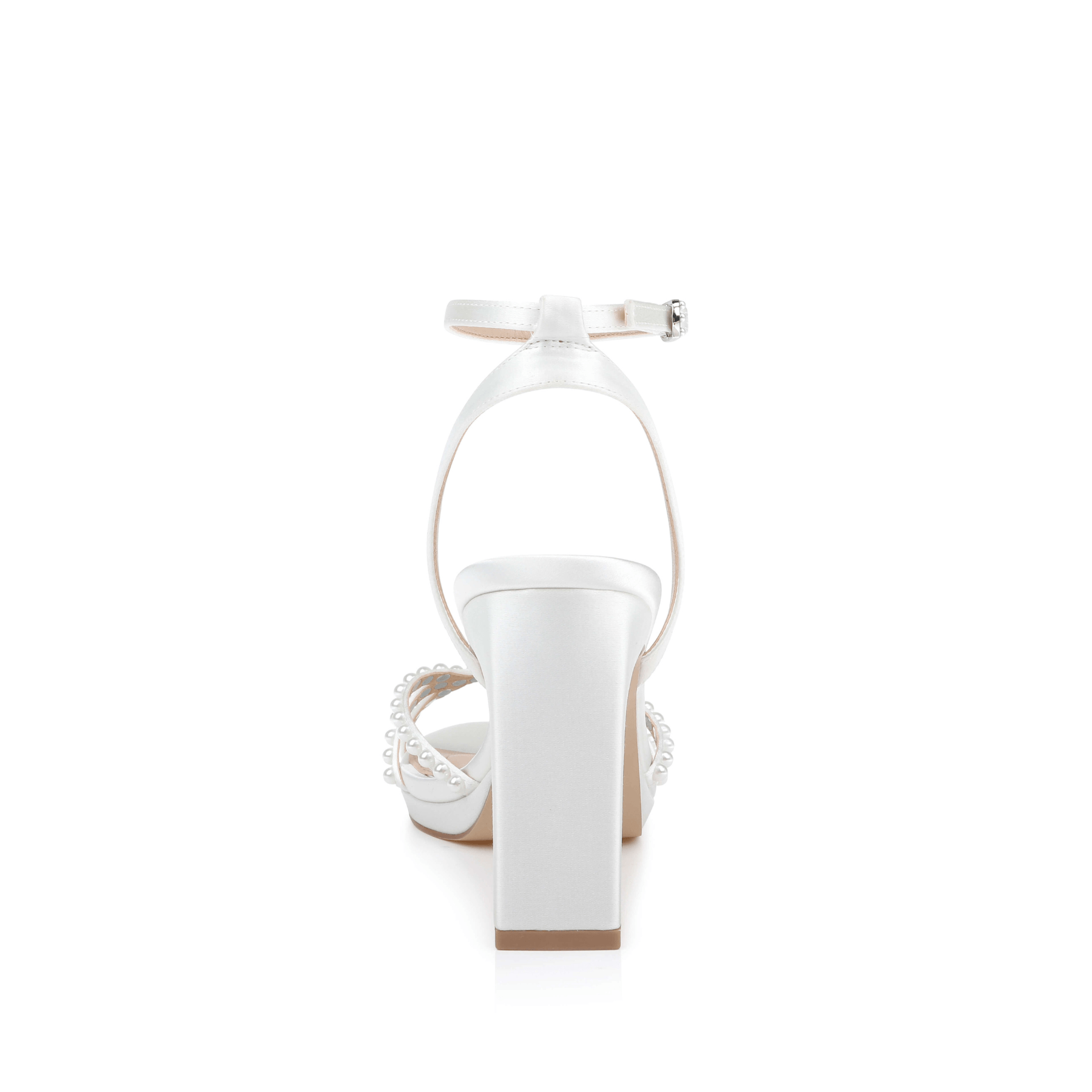 Buy Iona - Open Toe Strappy Pearl Block Heel - Ivory online | The White Collection Australia