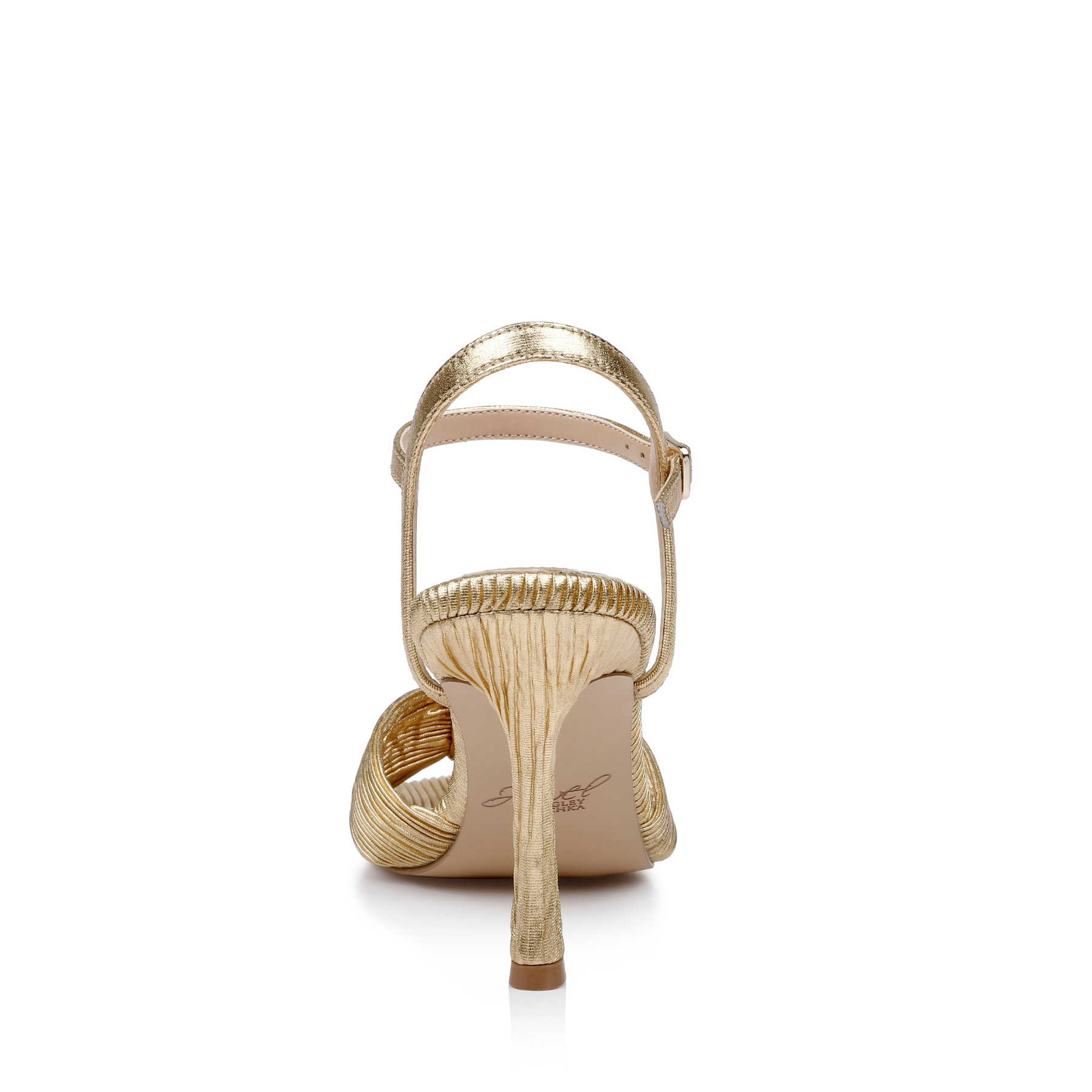 Hydee - Knot Front Pleated Stiletto Sandals - Gold