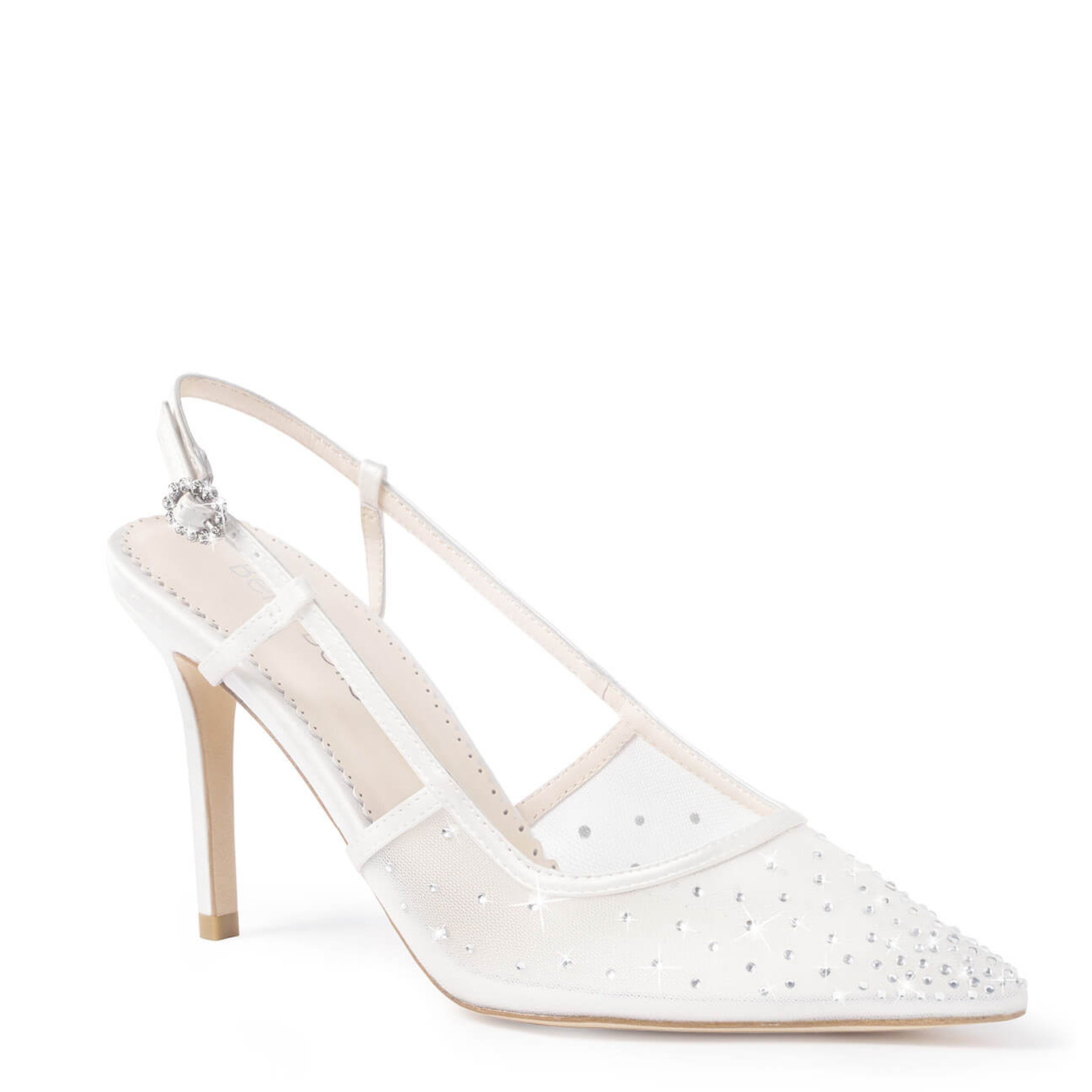 Buy Chriselle - Crystal Bow Mesh Slingback Heels with Removable Bow - Ivory online | The White Collection Australia