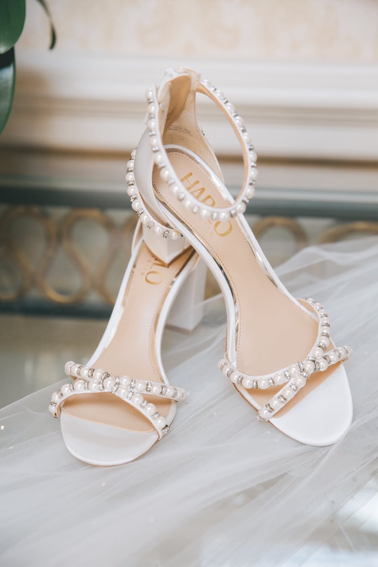 Evie - White Pearl Mid Bridal Block Heel