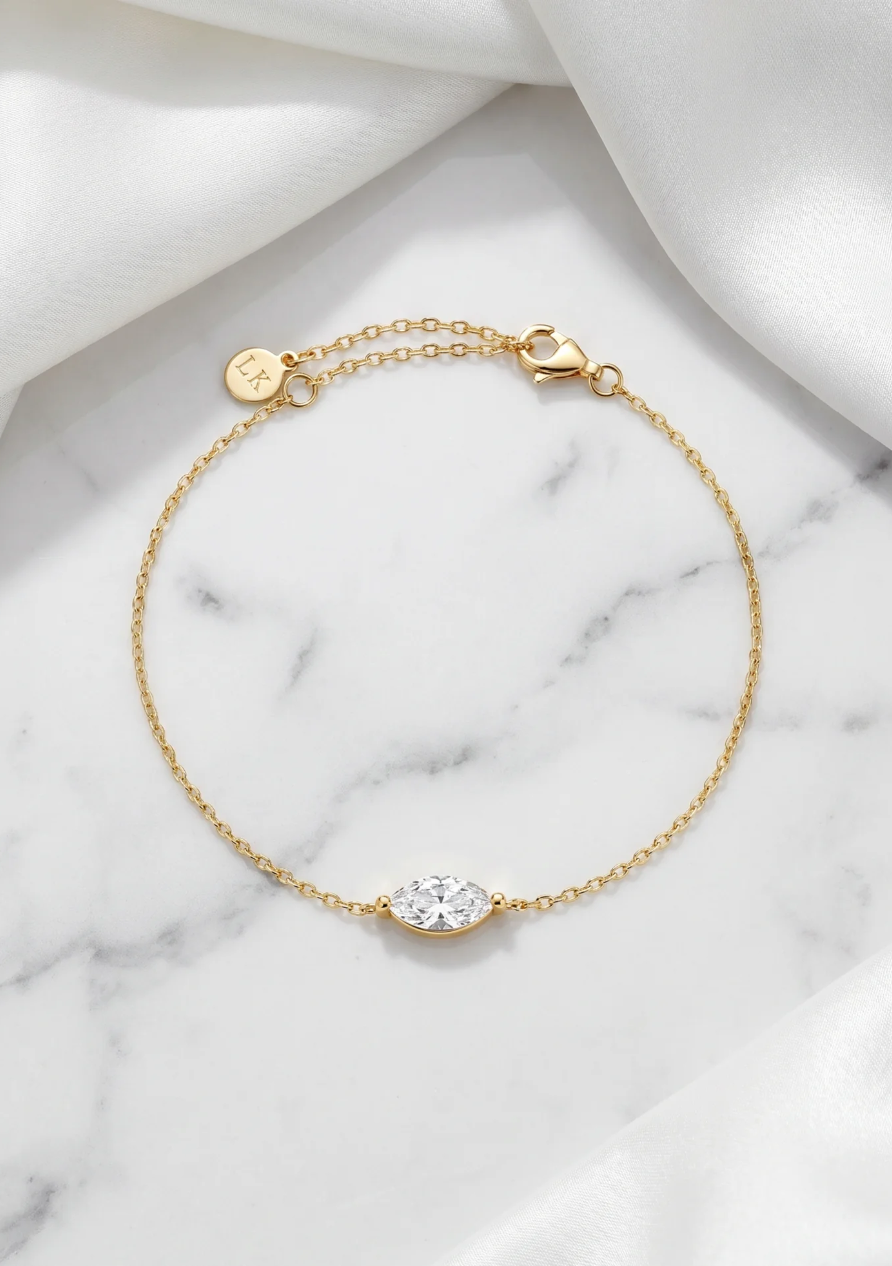 Lola Knight - Freya Crystal Bridal Bracelet - 18k Gold